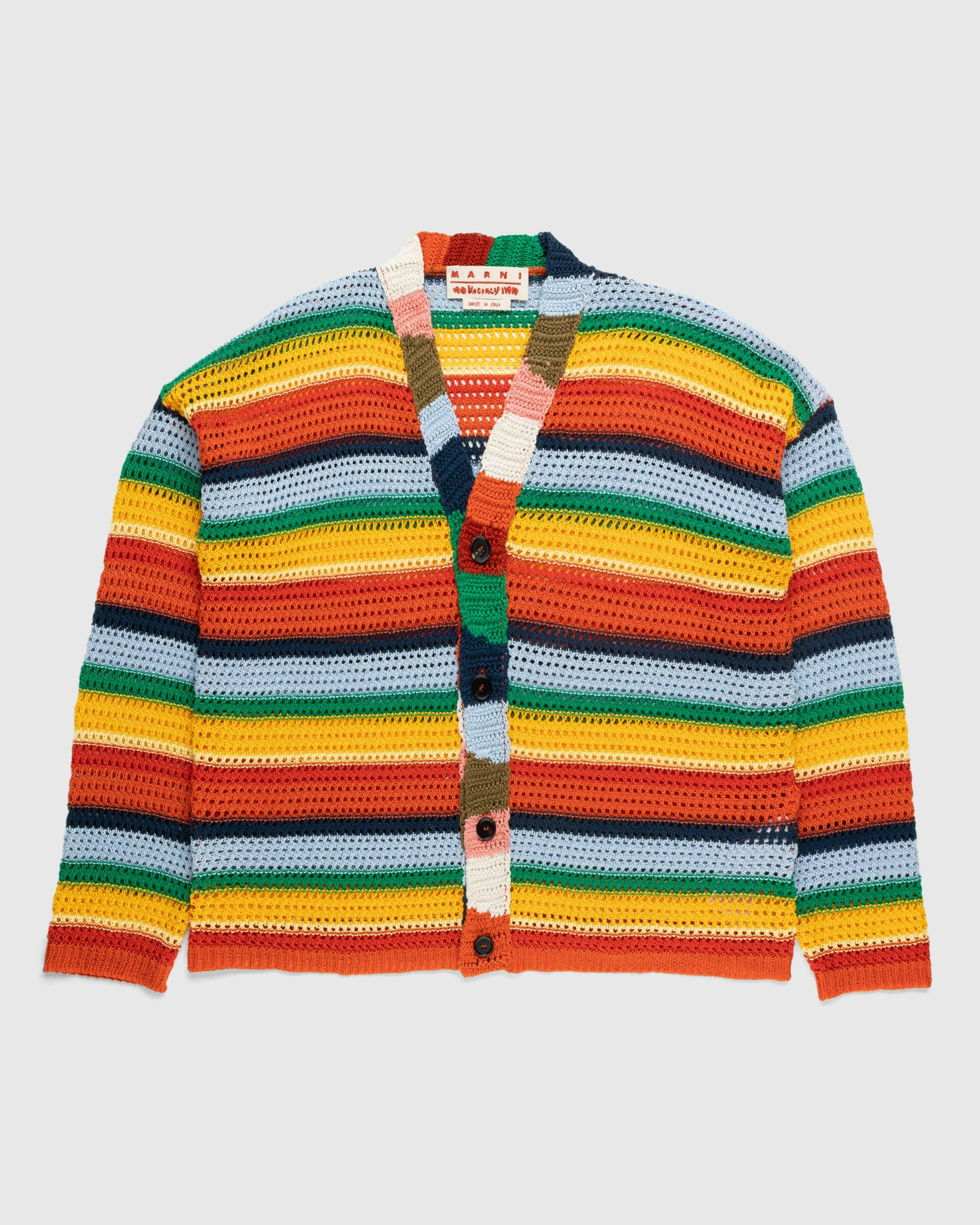 Marni x No Vacancy Inn - Striped Crochet Cardigan Multi - Clothing - Multi - Image 1