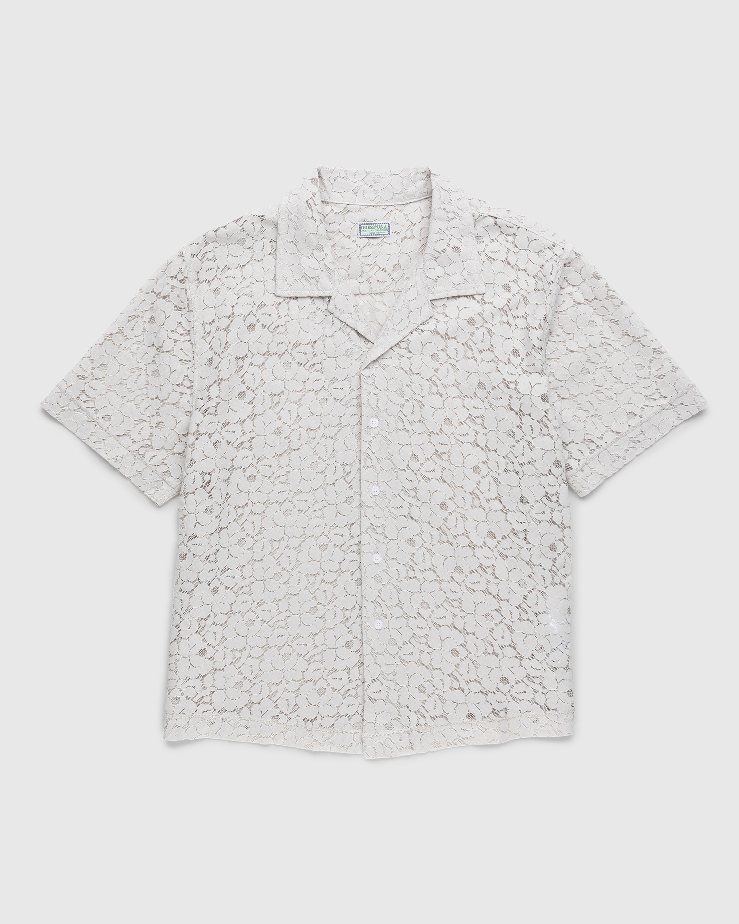 Guess USA - Lace Camp Shirt Off White - Clothing - Beige - Image 1