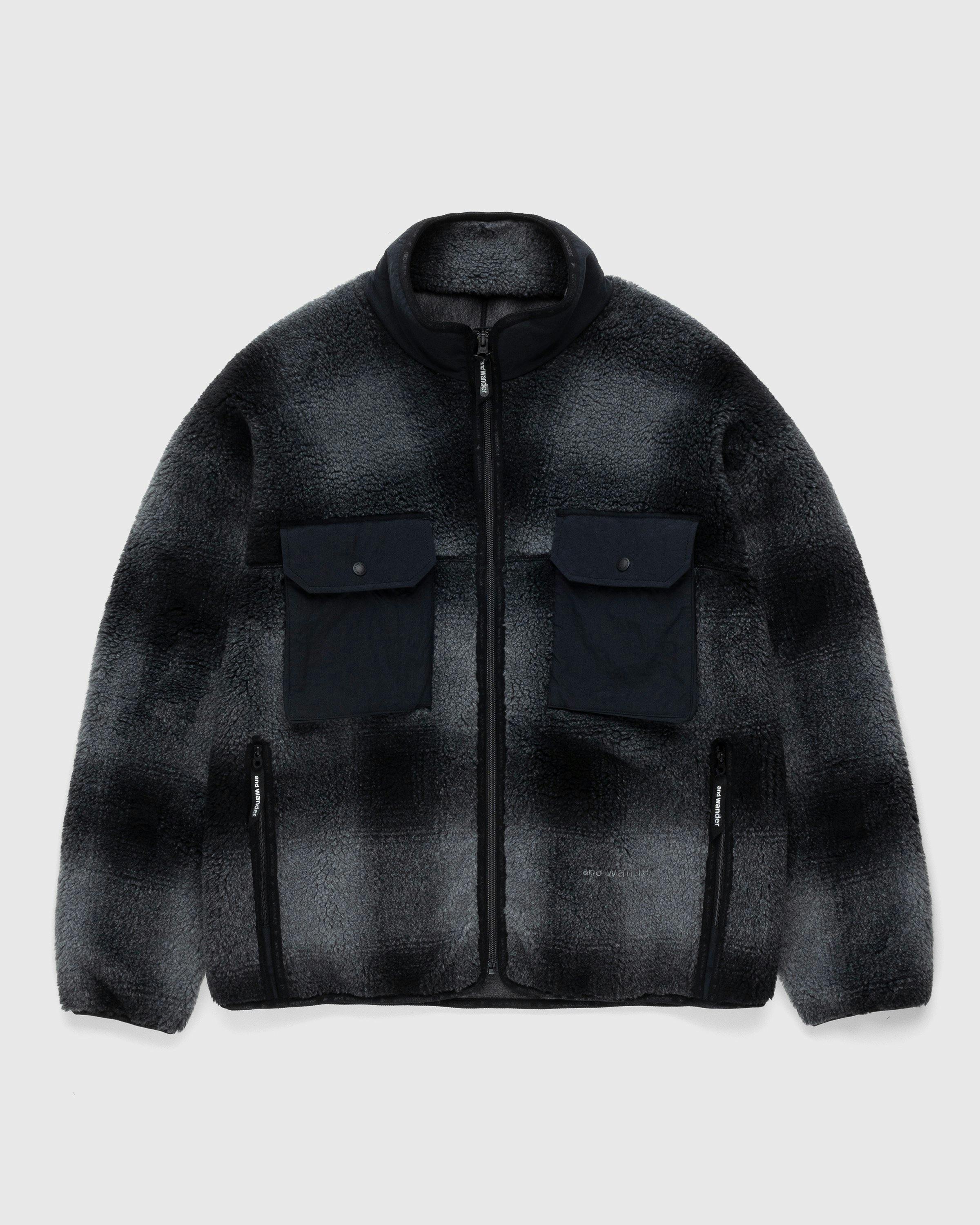 And Wander - Check Boa Jacket Black - Clothing - Black - Image 1