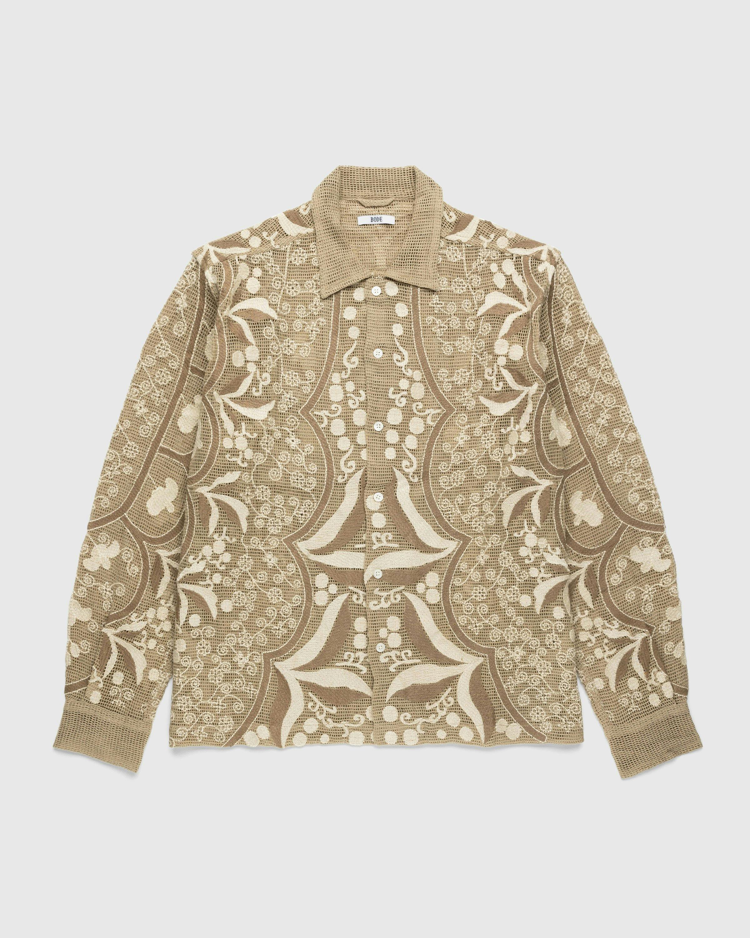 Bode - Filet Filigree Longsleeve Shirt - Clothing - Brown - Image 1