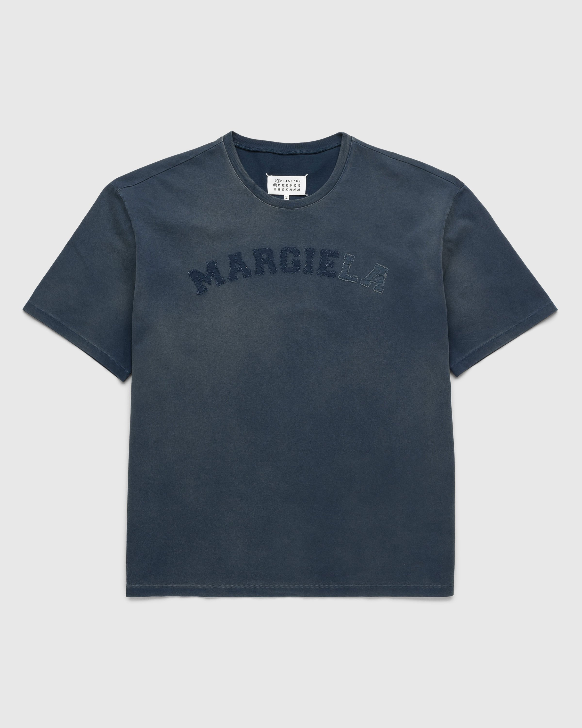Maison Margiela - Heavy Jersey Logo T-Shirt Blue - Clothing - Blue - Image 1