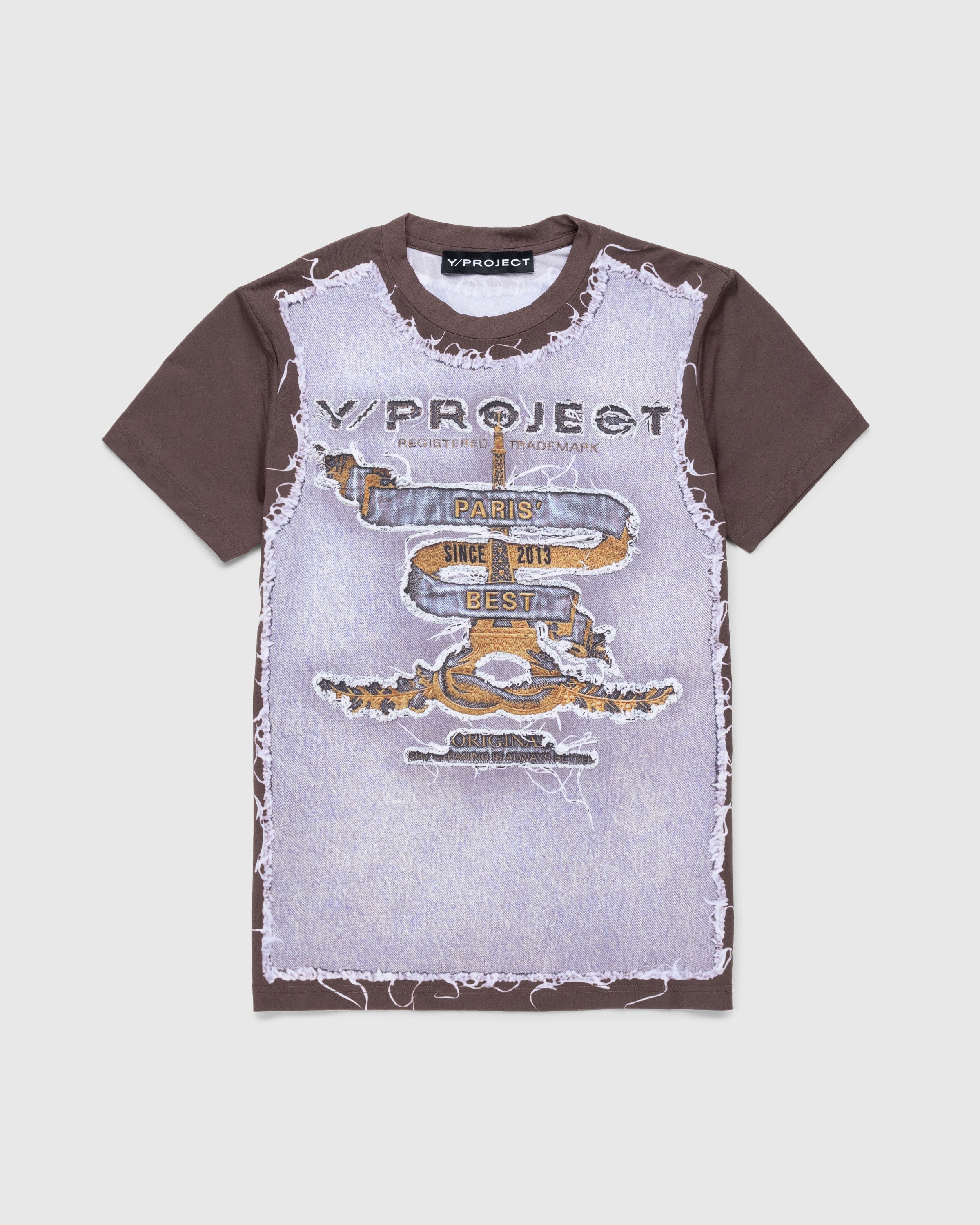 Y/Project - Paris' Best Second Skin T-Shirt Brown/Ice Blue - Clothing - Brown - Image 1
