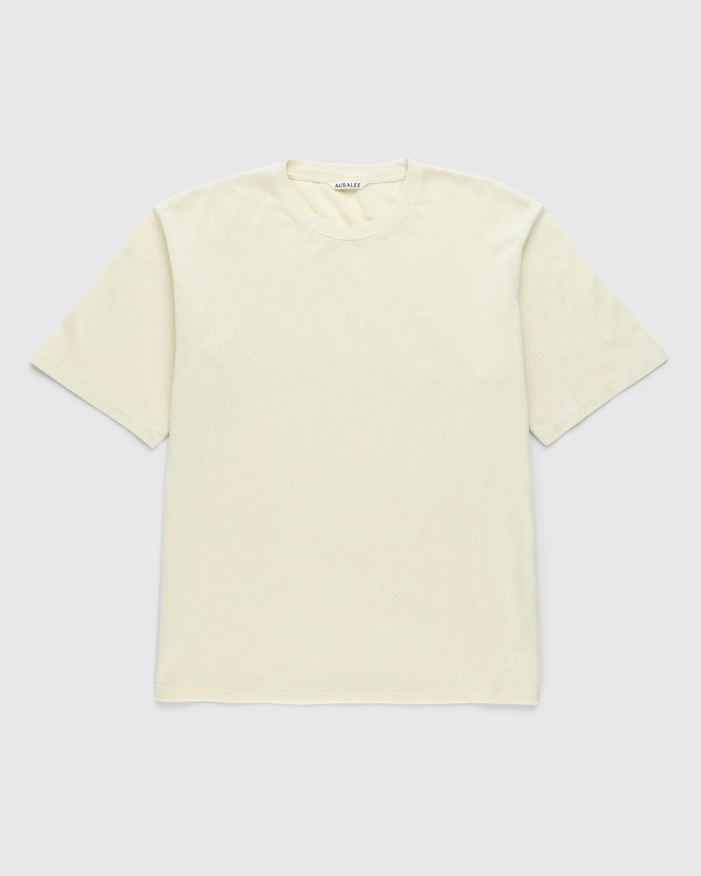 Auralee - Cotton Mesh Dyed Tee Ivory - Clothing - Beige - Image 1