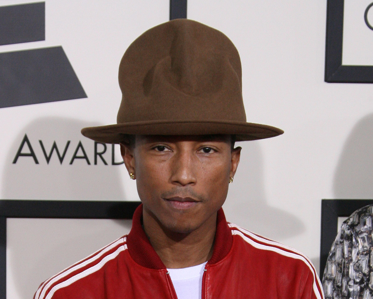 Pharrell Williams wearing a big hat