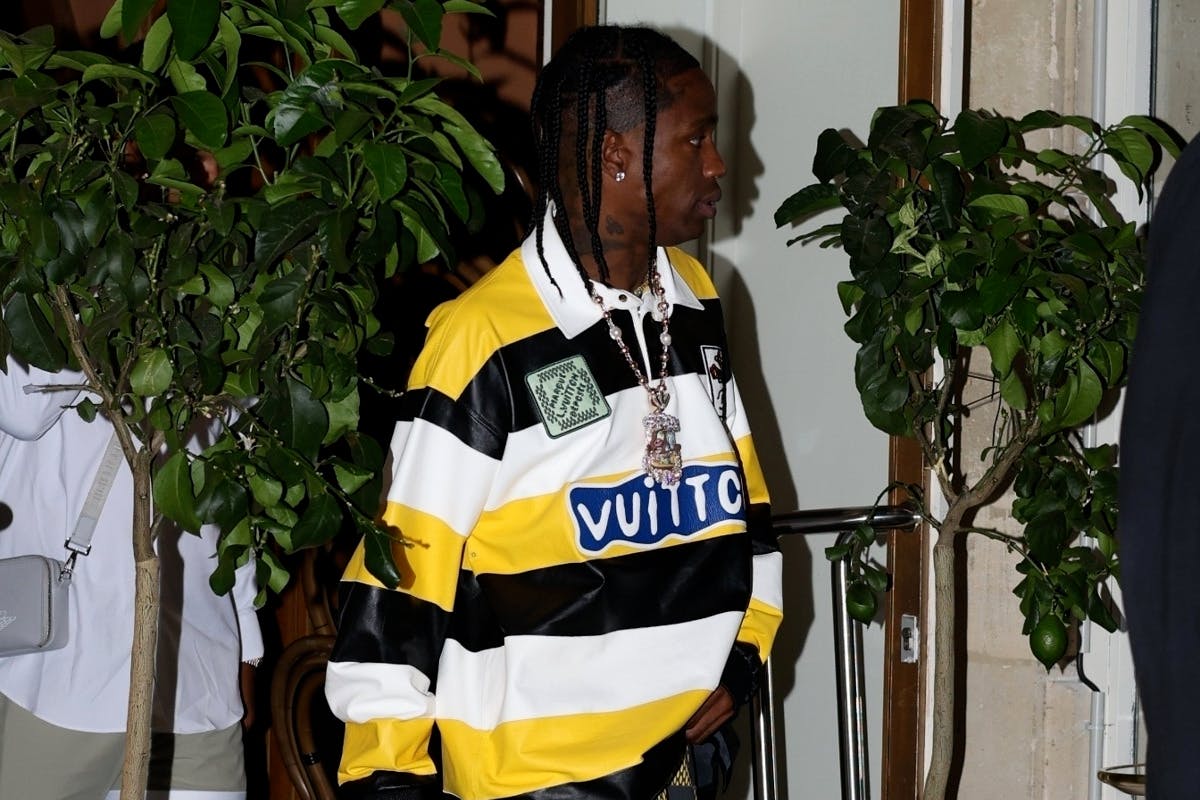 Travis Scott Wears Pharrell's Louis Vuitton With Air Jordan 1s