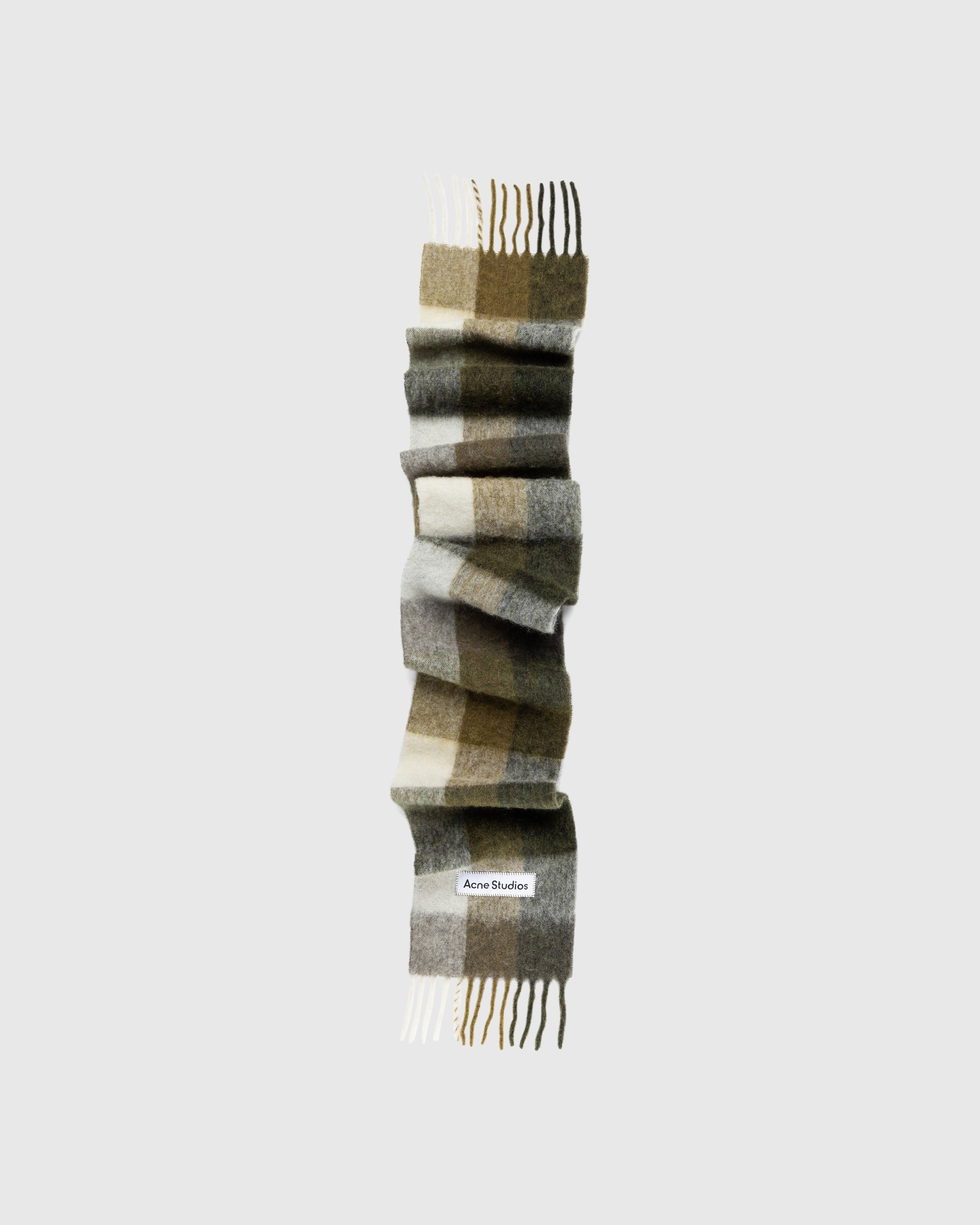 Acne Studios - Mohair Checked Scarf Taupe/Green/Black - Accessories - Multi - Image 1