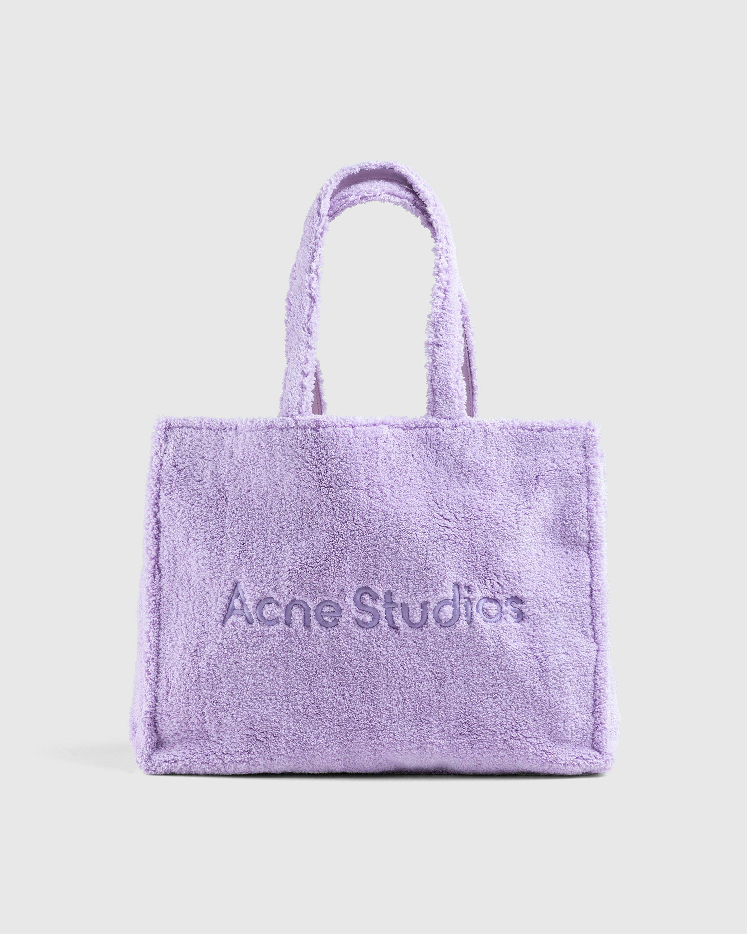 Acne Studios - Furry Logo Shoulder Tote Bag Lilac Purple - Accessories - Purple - Image 1