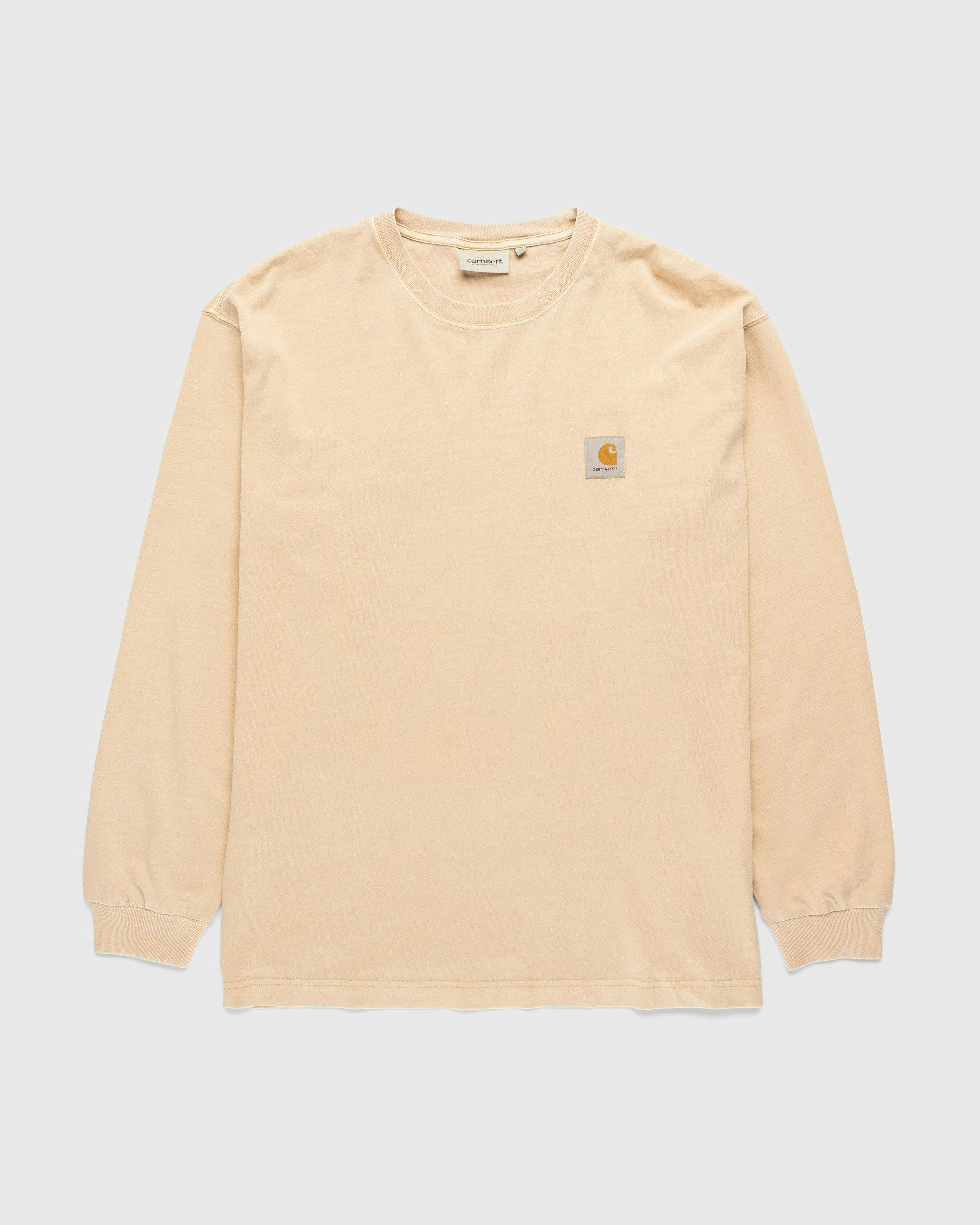 Carhartt WIP - Nelson Longsleeve T-Shirt Garment-Dyed Dusty Hamilton Brown - Clothing - Brown - Image 1