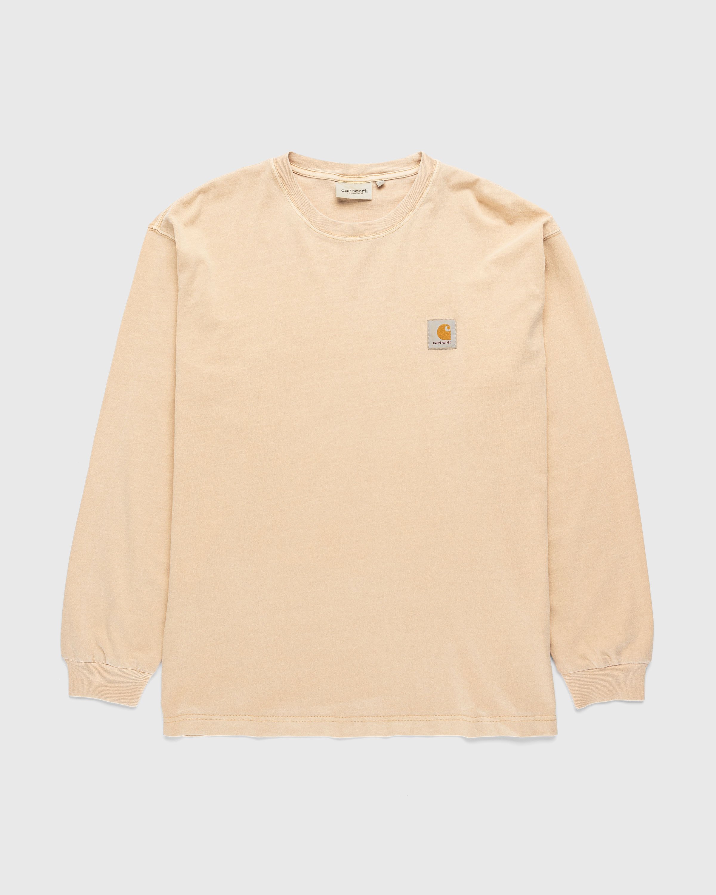 Carhartt WIP - Nelson Longsleeve T-Shirt Garment-Dyed Dusty Hamilton Brown - Clothing - Brown - Image 1