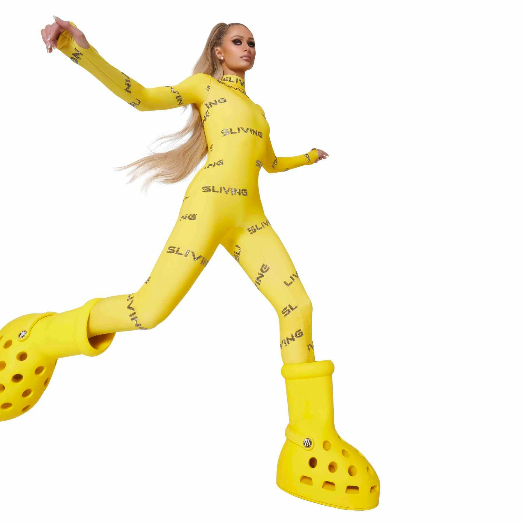 MSCHF & Crocs Debut Big Yellow Boot With Paris Hilton (!)