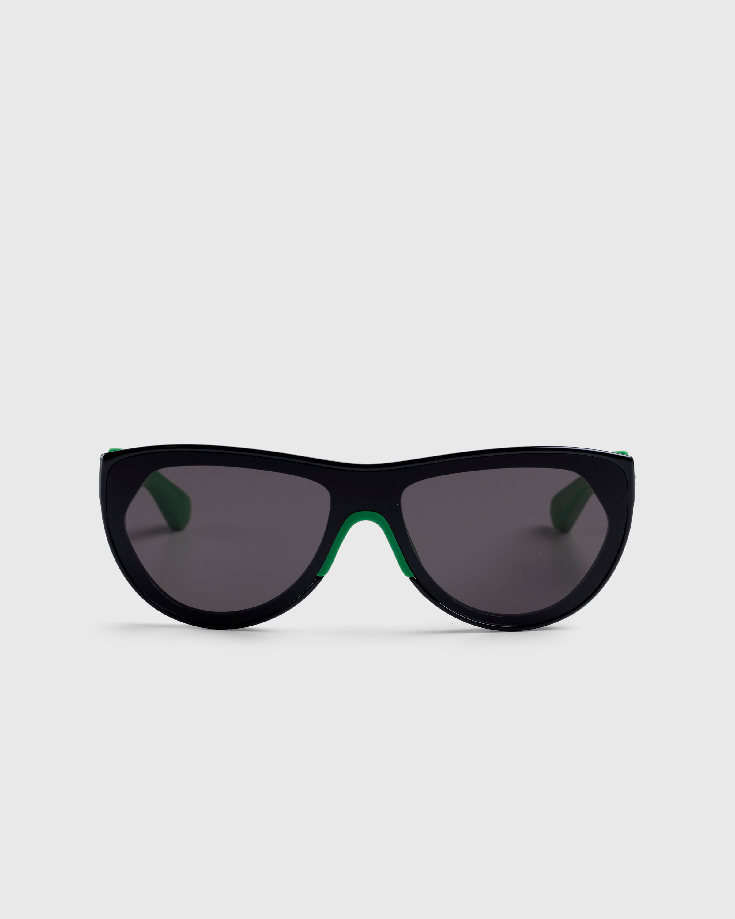 Bottega Veneta - Mitre Square Rounded Injected Acetate Sunglasses Black/Green - Accessories - Black - Image 1