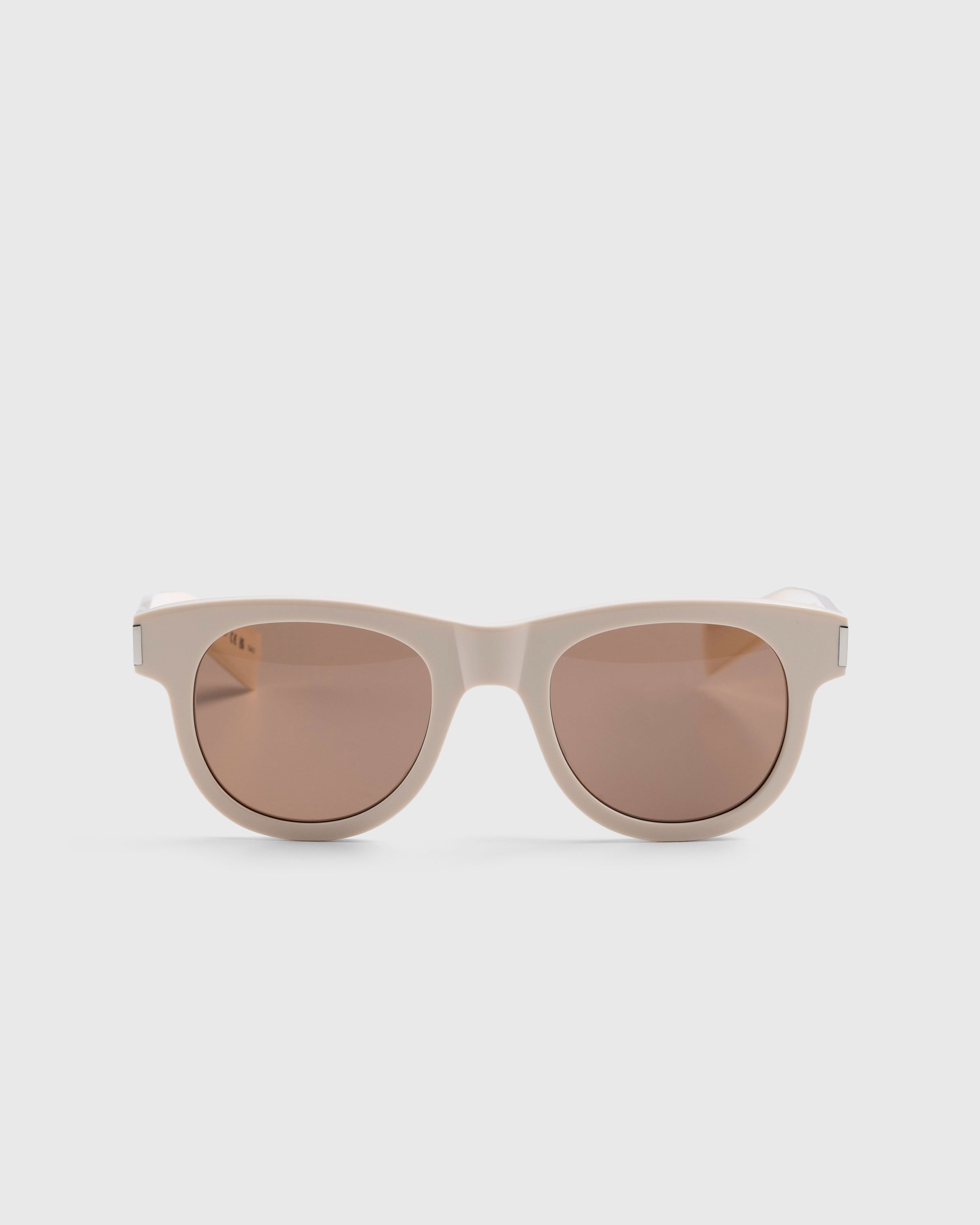 Saint Laurent - SL 571 Round Frame Sunglasses Ivory/Brown - Accessories - Multi - Image 1