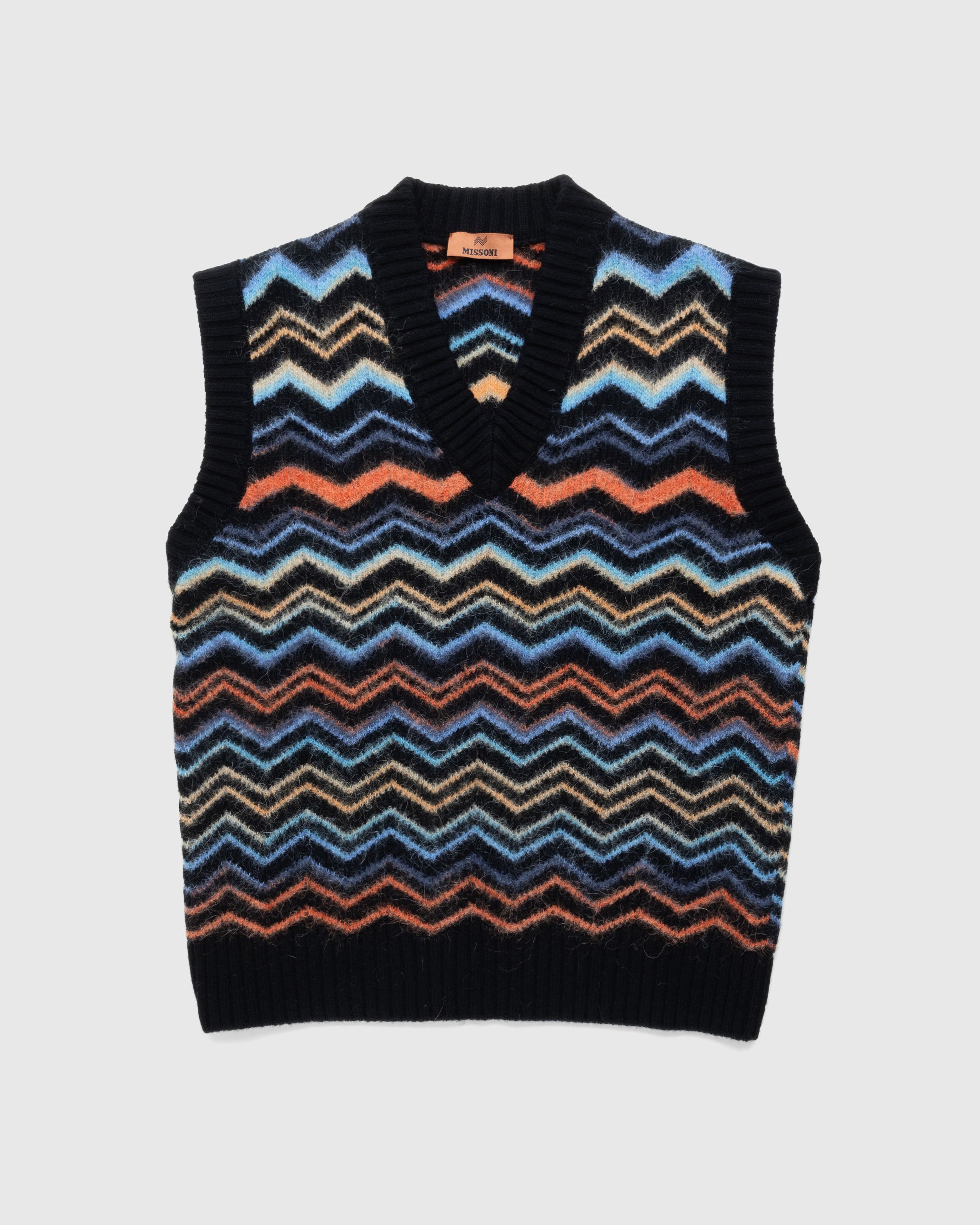 Missoni - Zig Zag Knit Vest Black/Orange/Light Blue - Clothing - Multi - Image 1