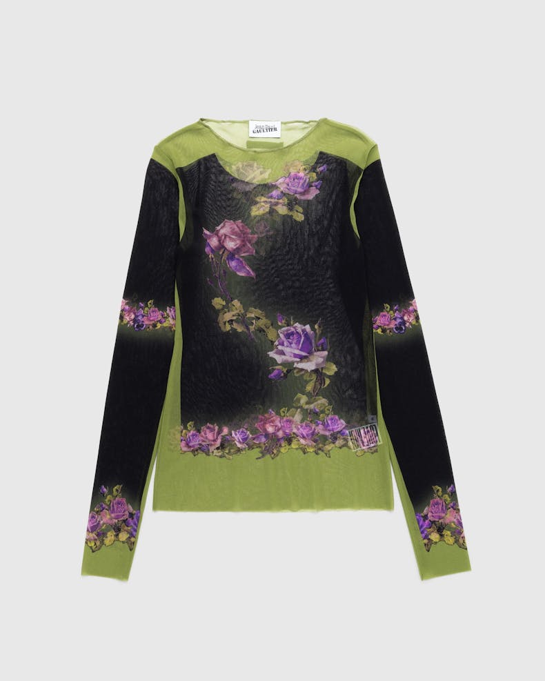 Jean Paul Gaultier Crew Neck Long Sleeves Cartouche Crop Top main image 0