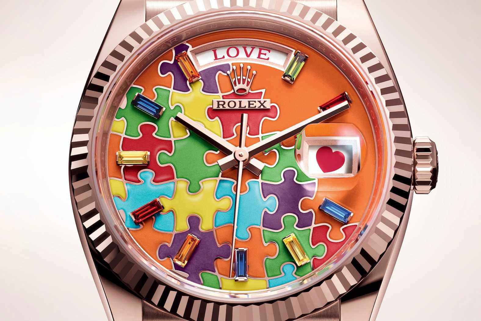 Rolex's Jigsaw "Emoji" Day-Date watch has a colorful puzzle piece face