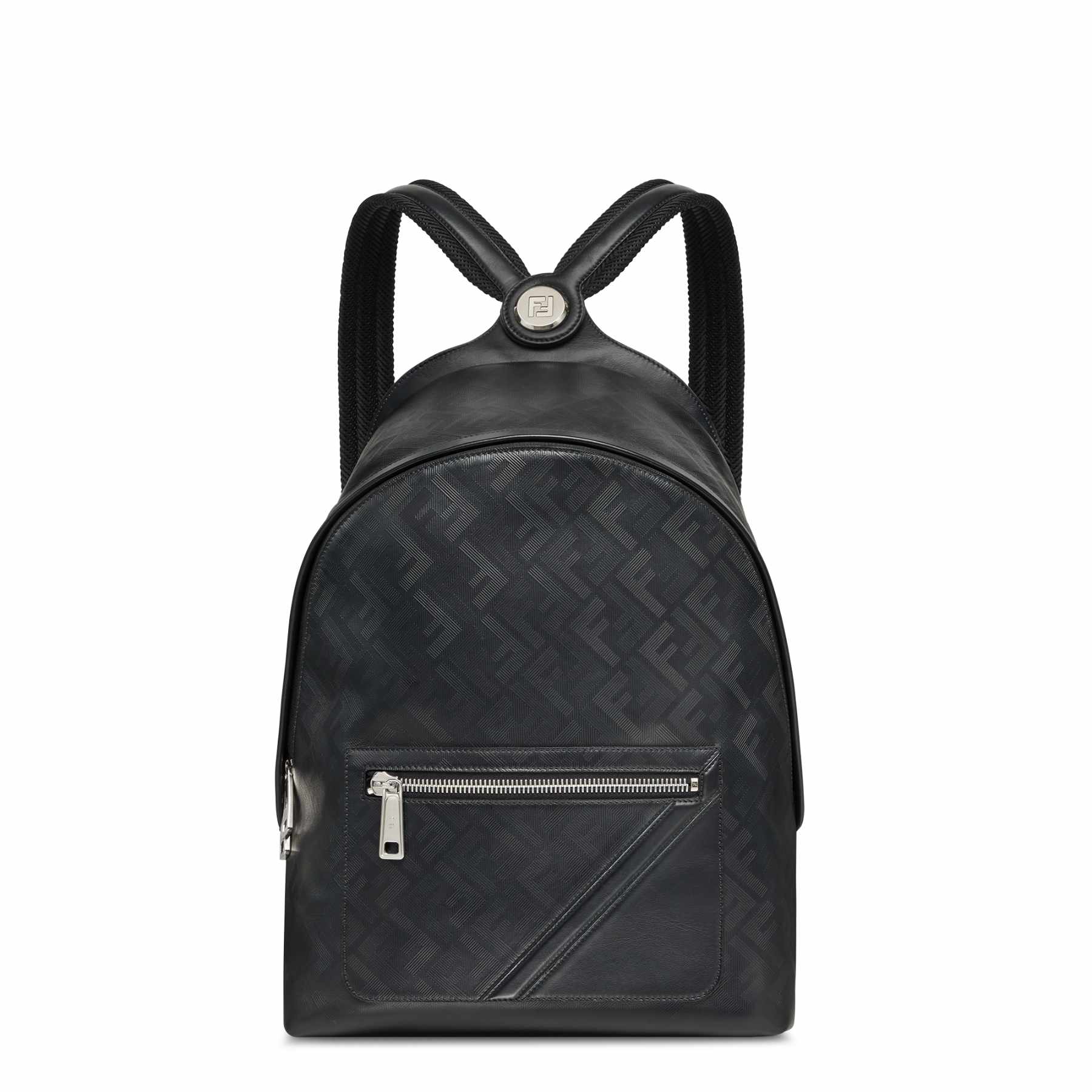 A product shot of Fendi's Chiodo backpack in black monogram