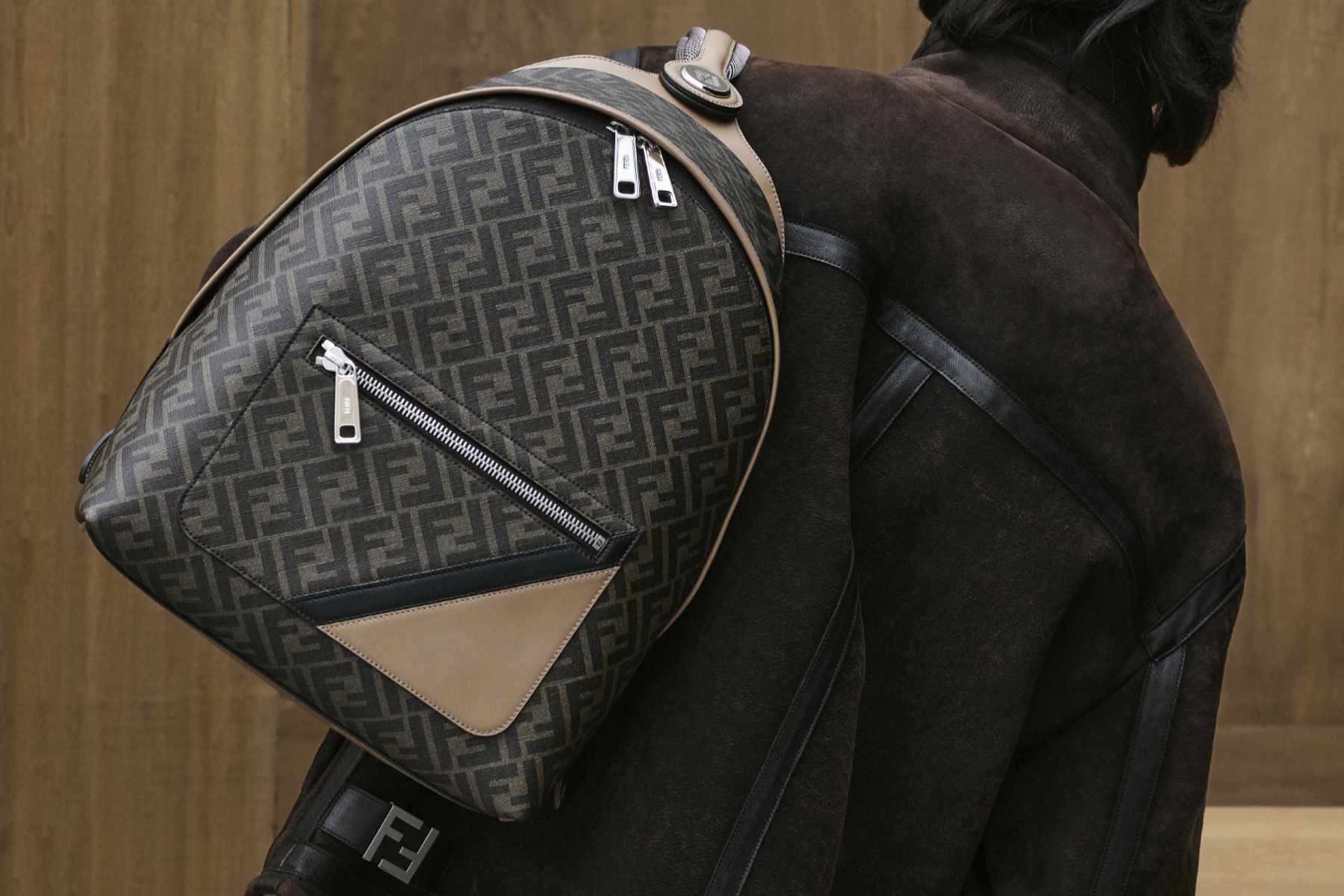 Fendi's Chiodo backpack in brown monogrammed leather