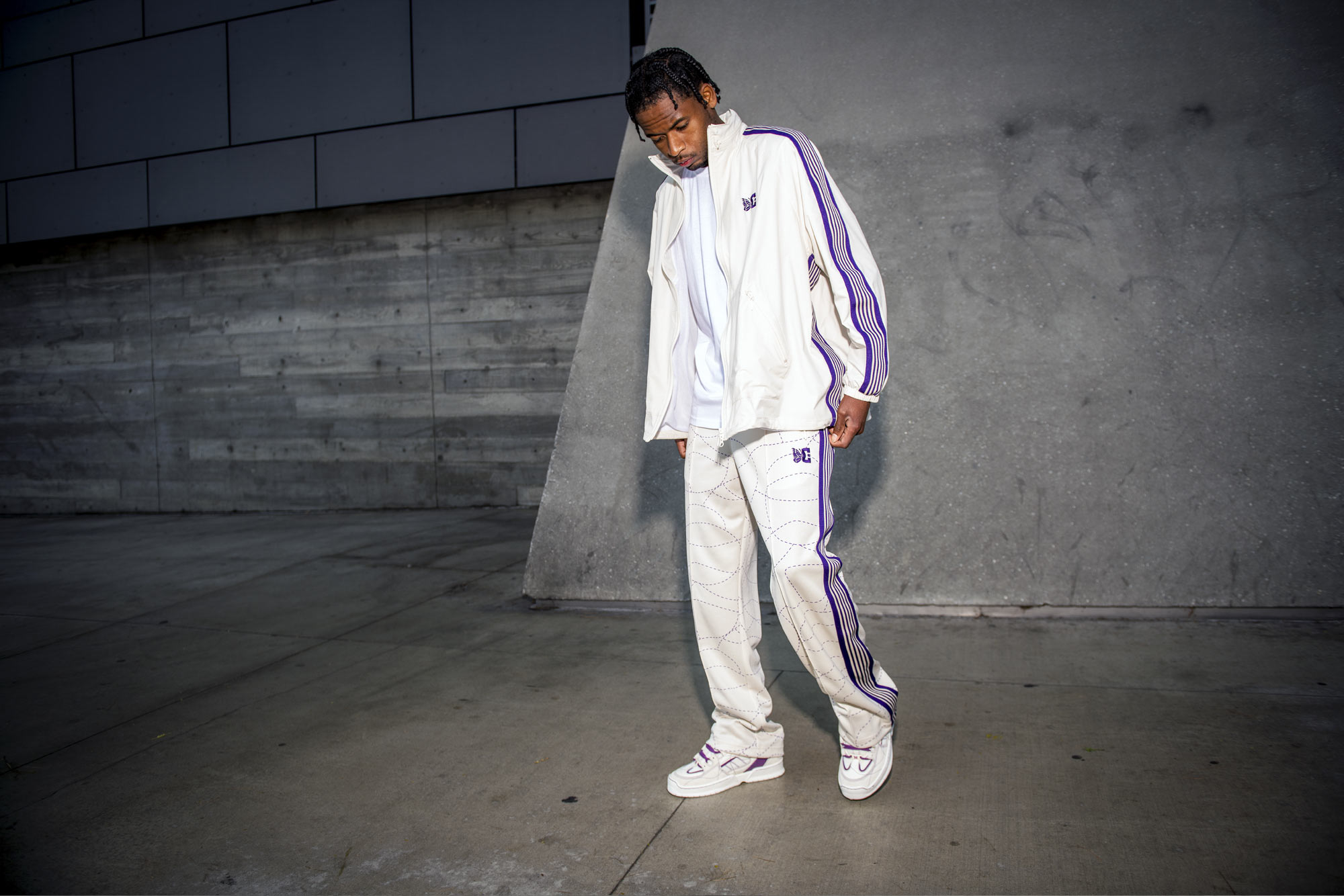 NEEDLES & DC Shoes' collaborative Spectre sneaker & tracksuit collaboration in white