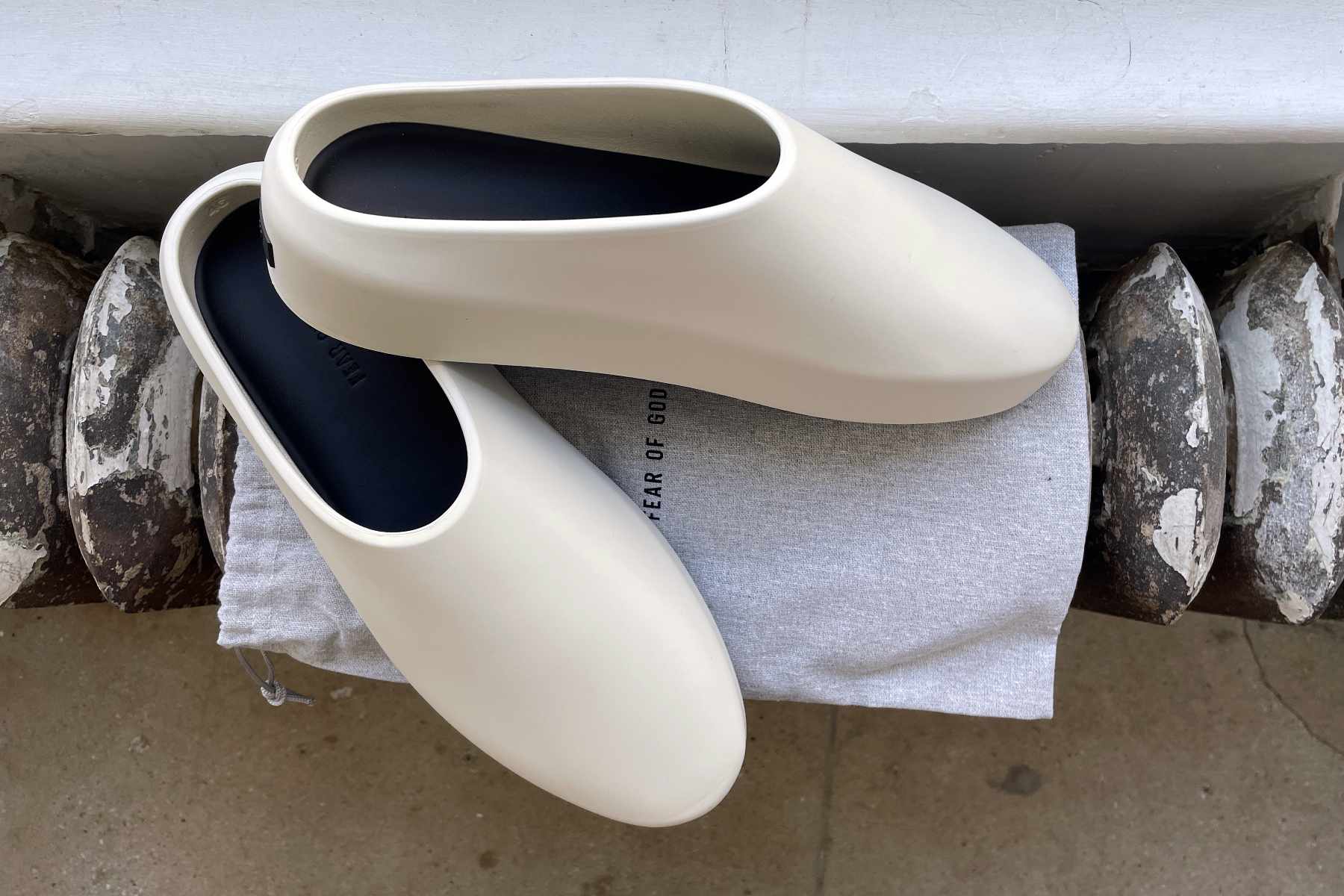Fear of God's California 2.0 slip-on shoe in Cream with dustbag
