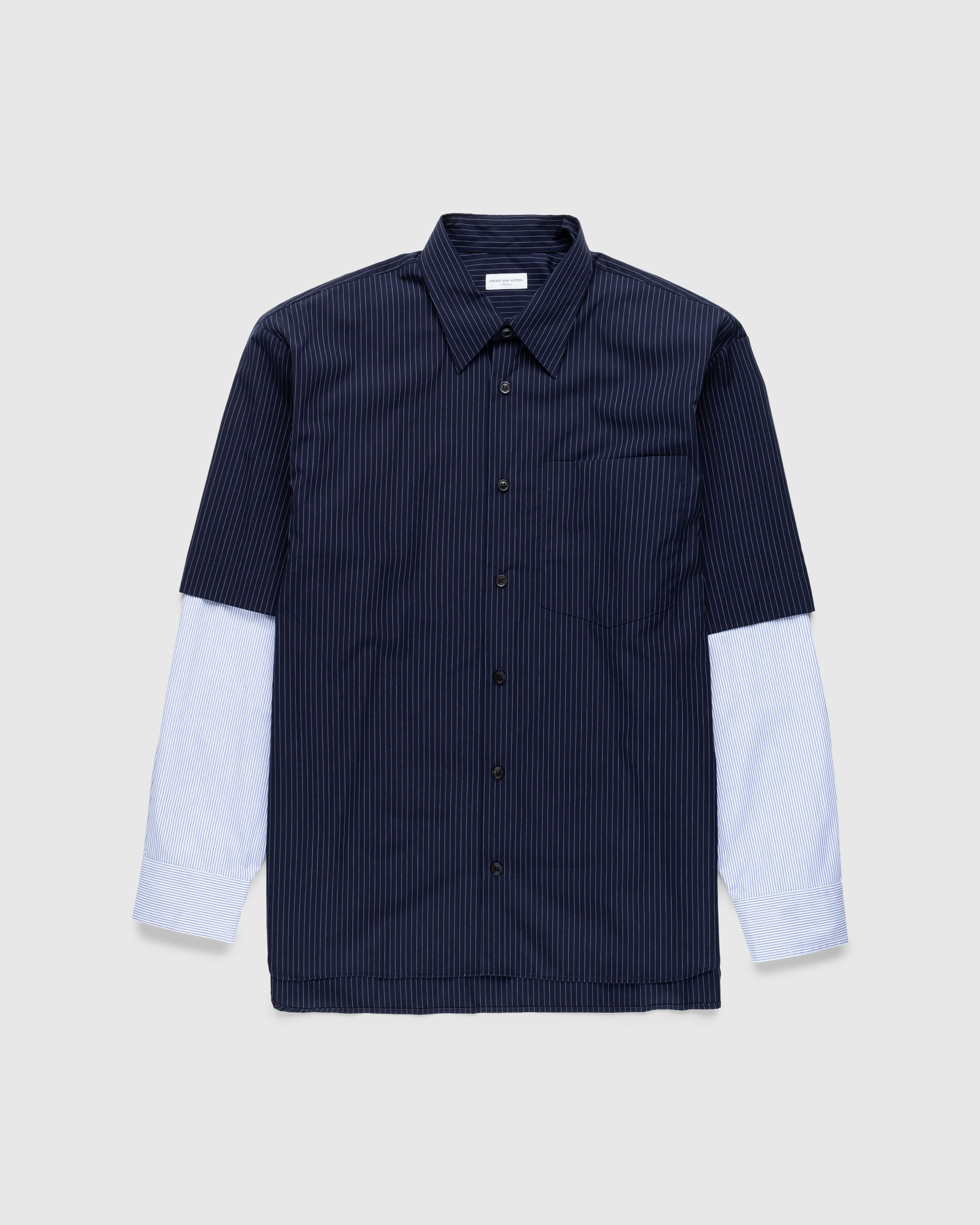 Dries van Noten - Carle Double Sleeve Shirt Navy - Clothing - Blue - Image 1