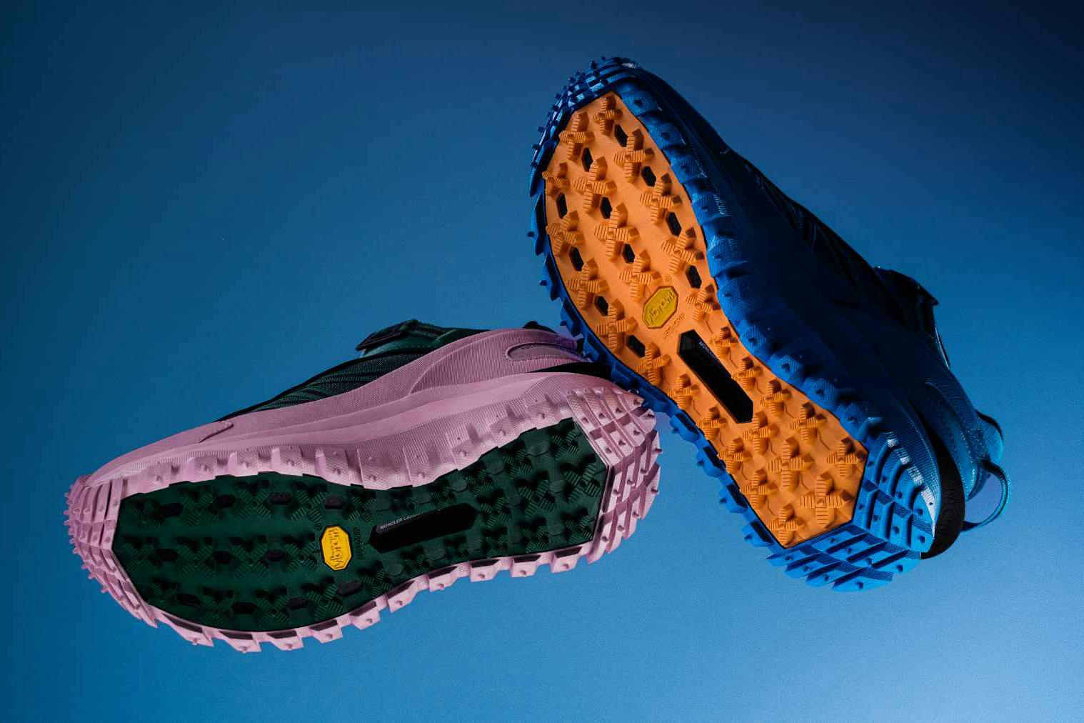 Stylized photographs of Moncler's Fall/Winter 2023 footwear collection