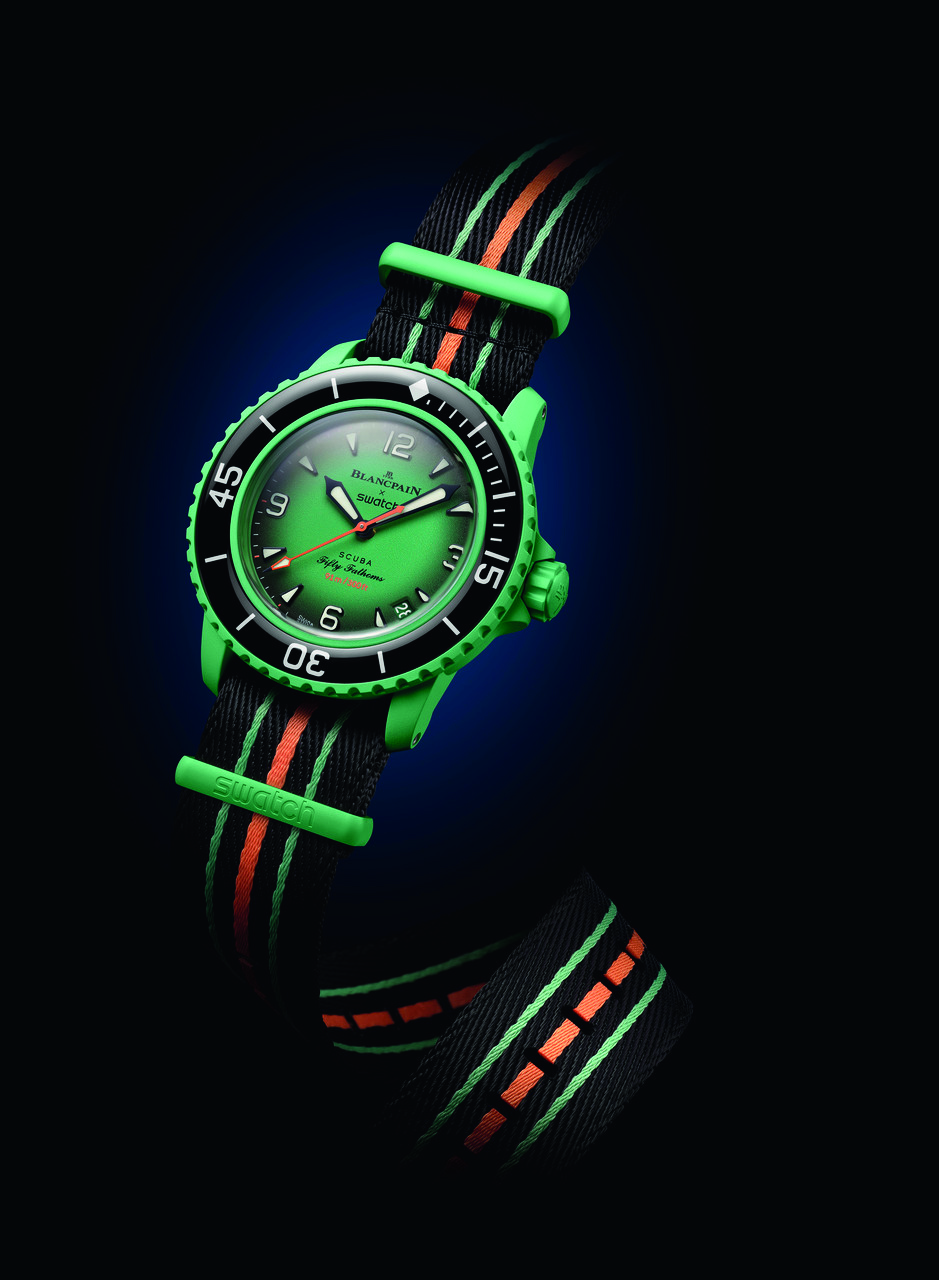 Swatch & Blancpain's Bioceramic Scuba Fifty Fathoms diving watch collaboration, designed in homage to the planet's five oceans