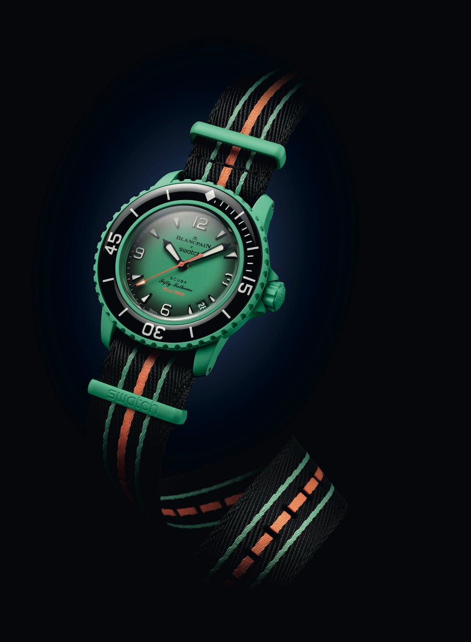 Swatch & Blancpain's Bioceramic Scuba Fifty Fathoms diving watch collaboration, designed in homage to the planet's five oceans