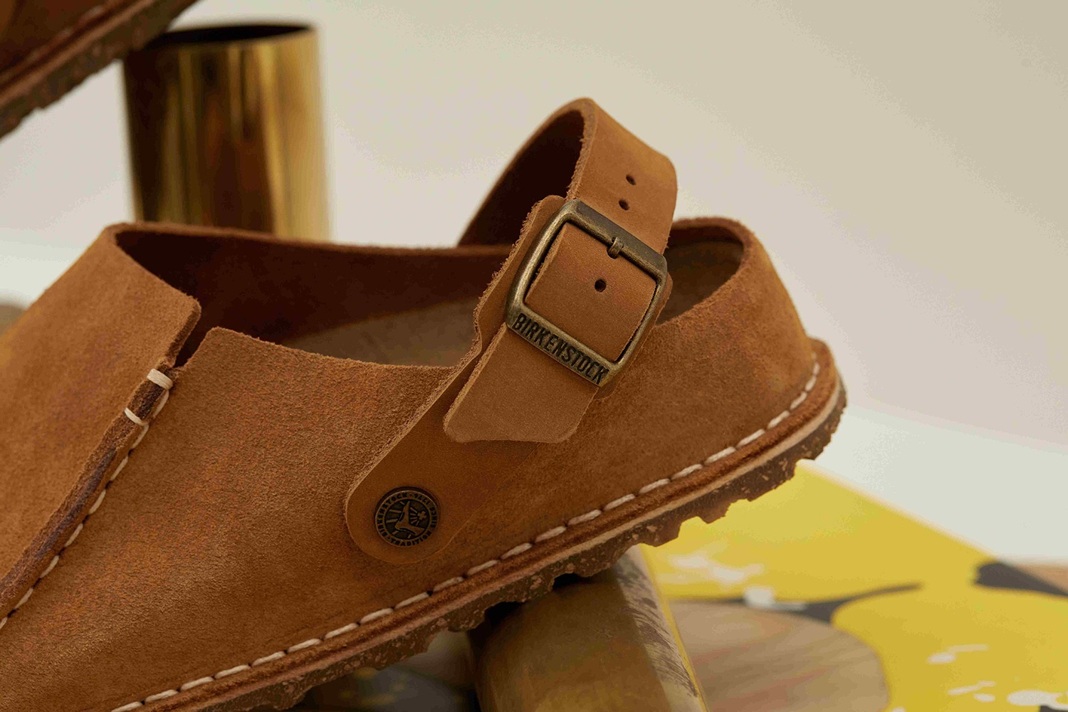 A photo of Birkenstock's new Lutry clog in brown or black suede