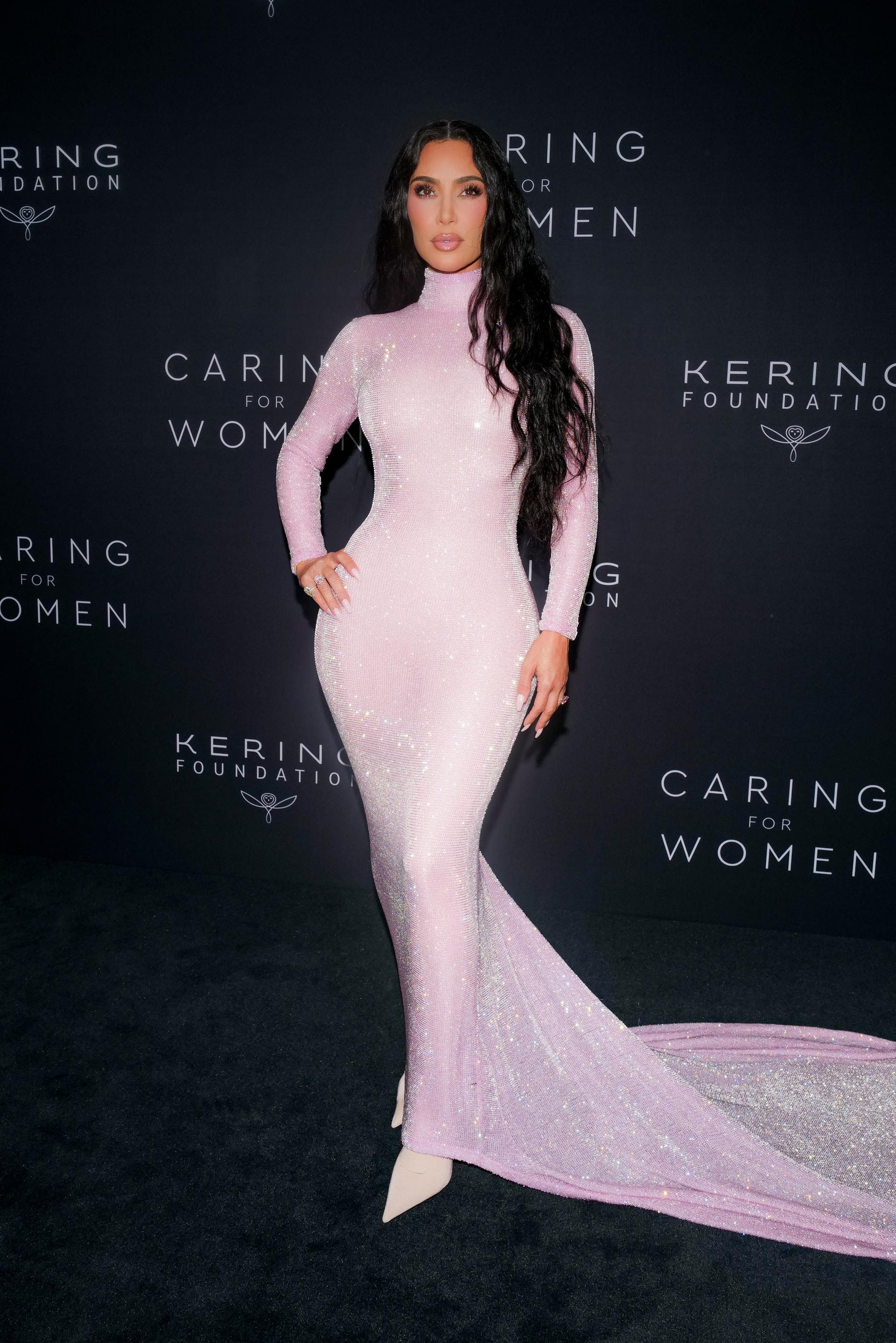 Kim Kardashian wears a custom Balenciaga gown at a Kering Caring for Women dinner