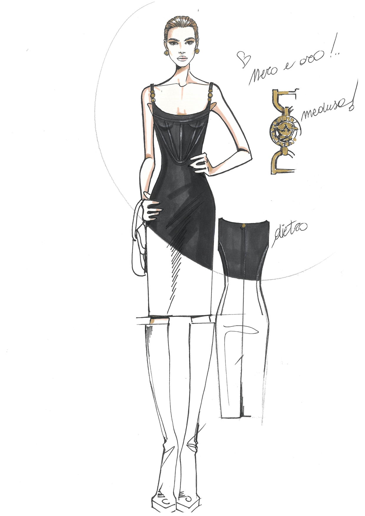 Sketches from Versace's FW23 Icons collection