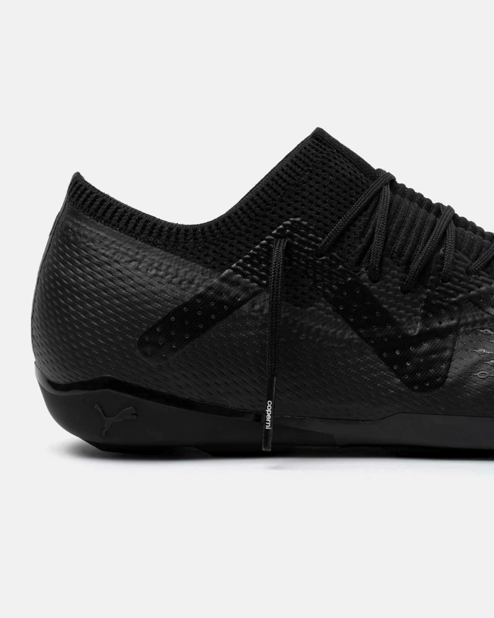 Product photos of Coperni & PUMA's collaborative sneaker in black, white and yellow colorways