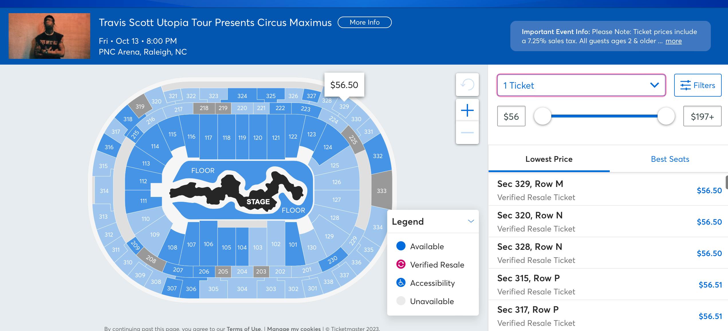 a screenshot of travis Scott resale prices