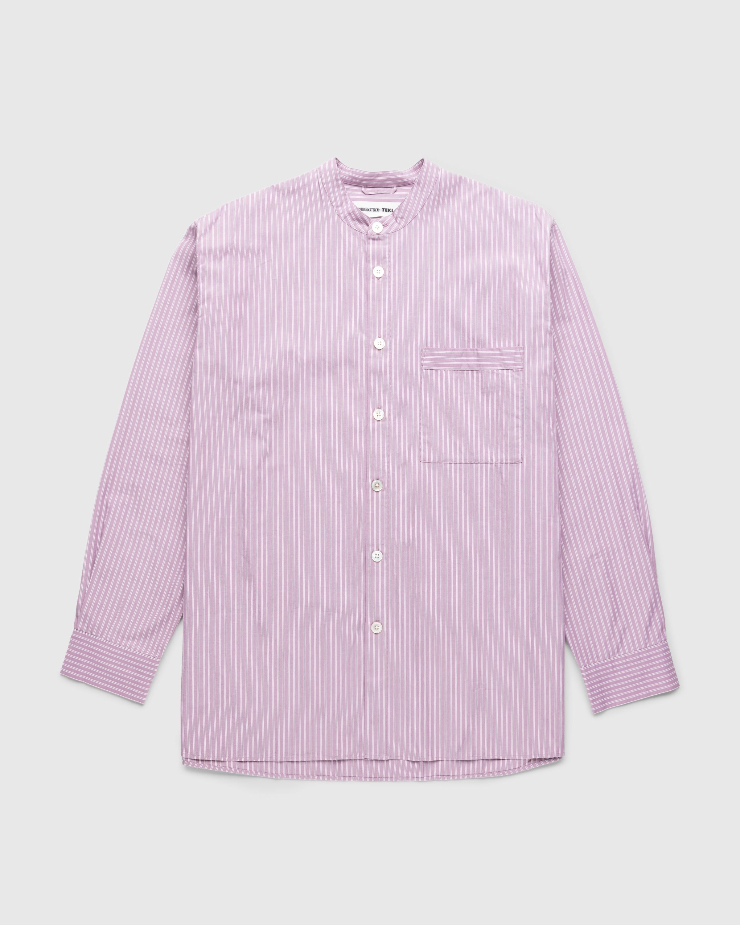 Birkenstock x Tekla - Poplin Pyjama Shirt Mauve Stripes - Clothing - Purple - Image 1