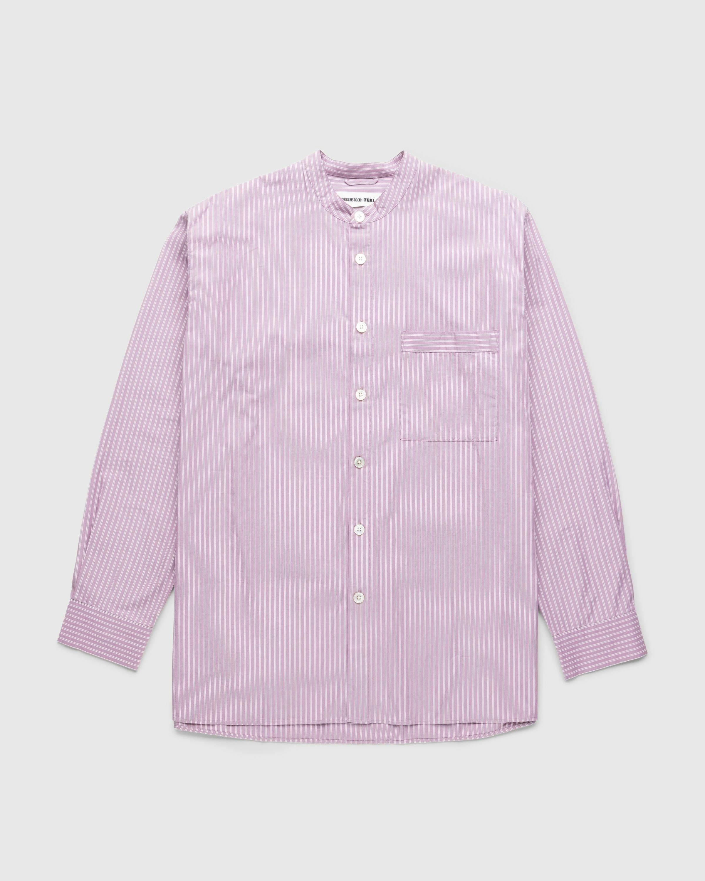 Birkenstock x Tekla - Poplin Pyjama Shirt Mauve Stripes - Clothing - Purple - Image 1