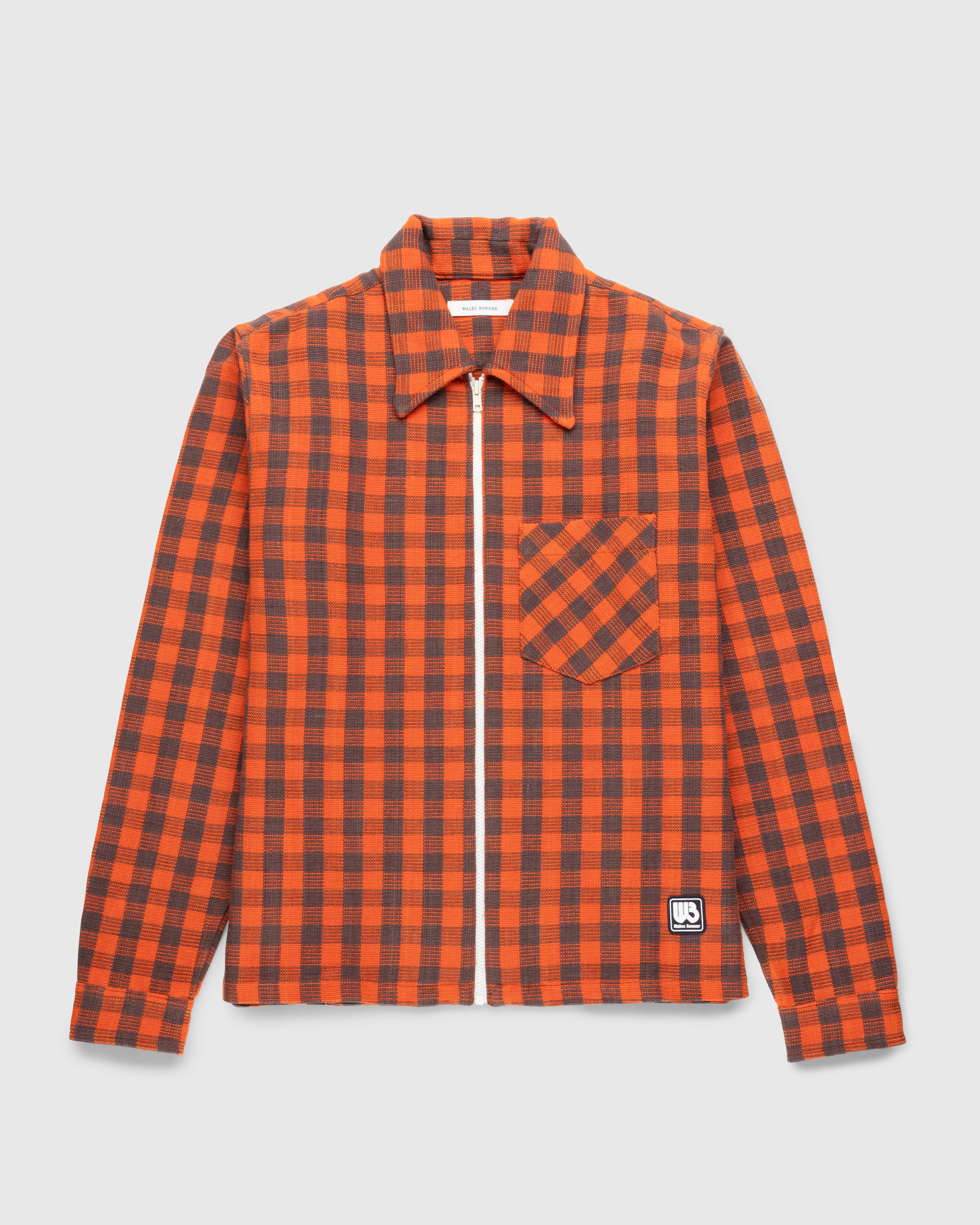 Wales Bonner - Études Jacket Cotton Check Orange/Brown - Clothing - Orange - Image 1