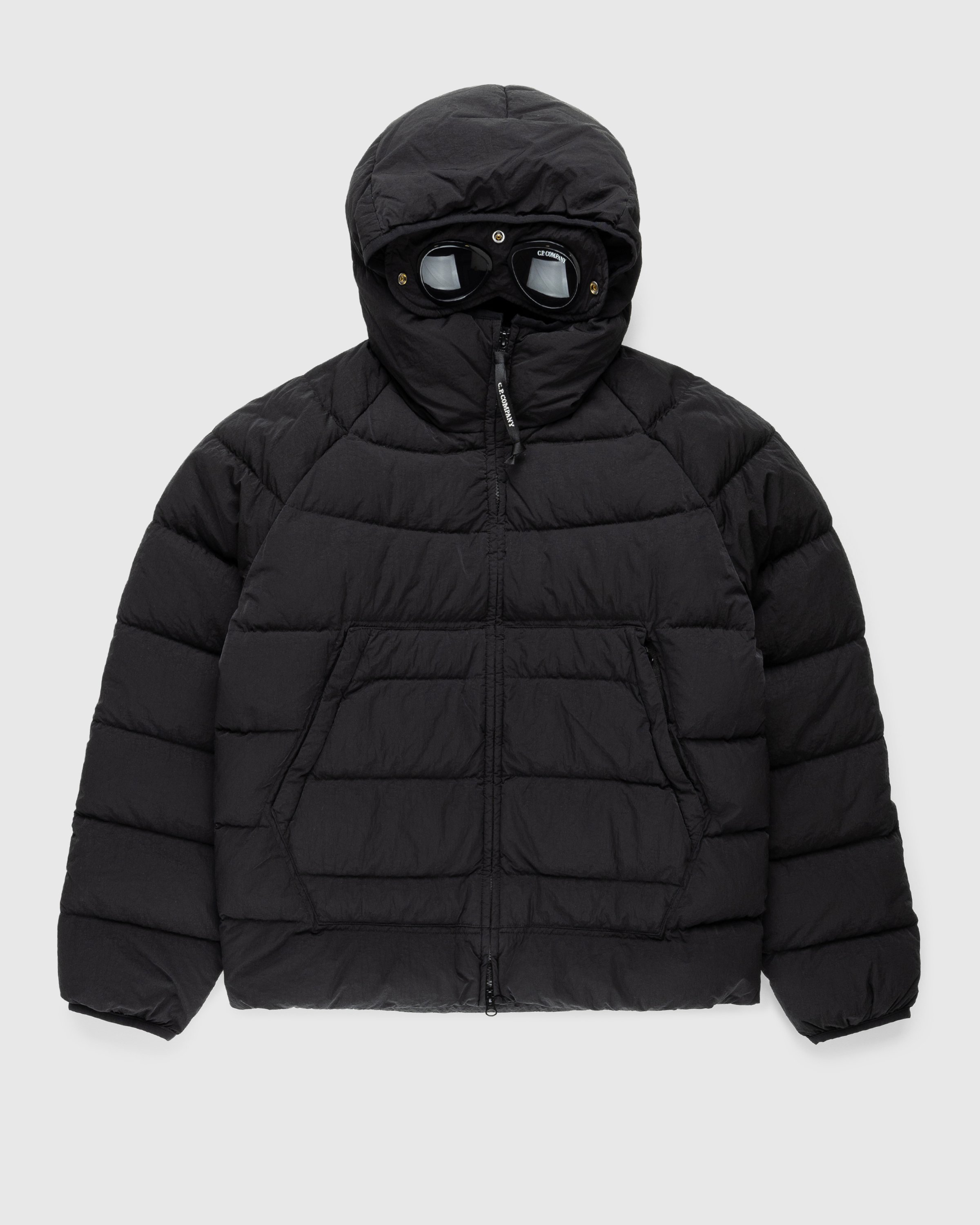 C.P. Company - Eco-Chrome R Hooded Down Goggle Jacket Black - Clothing - Black - Image 1