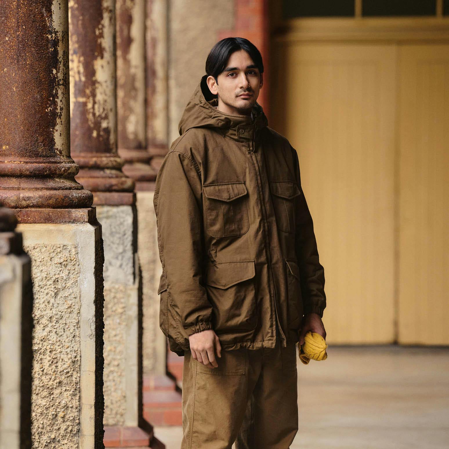 Imagery of UNIQLO & Engineered Garments' Fall/Winter 2023 clothing collaboration