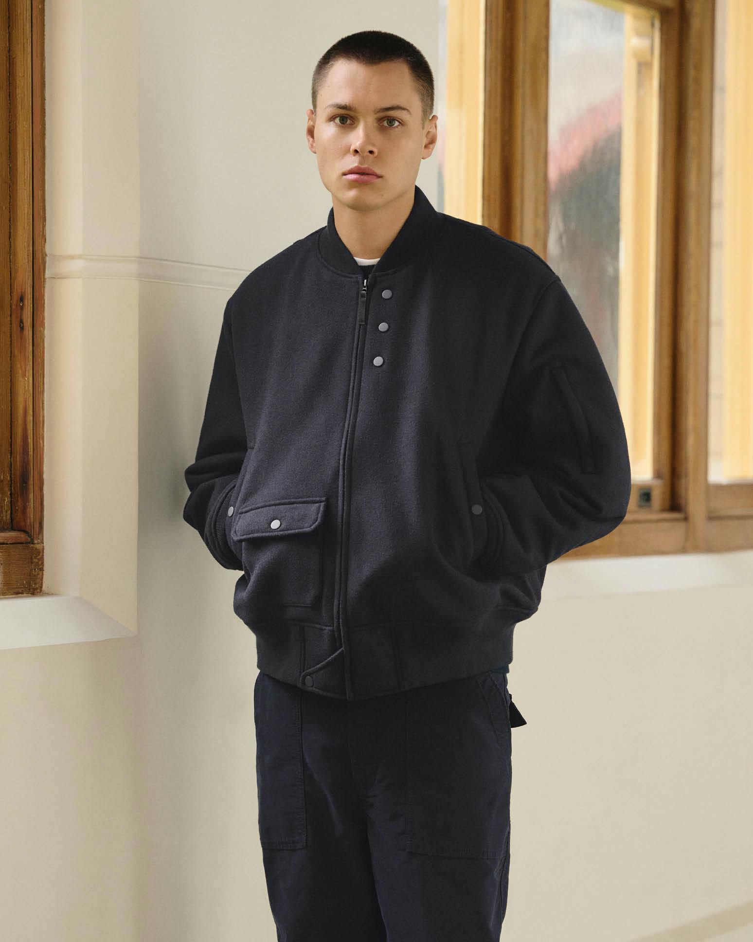 Imagery of UNIQLO & Engineered Garments' Fall/Winter 2023 clothing collaboration