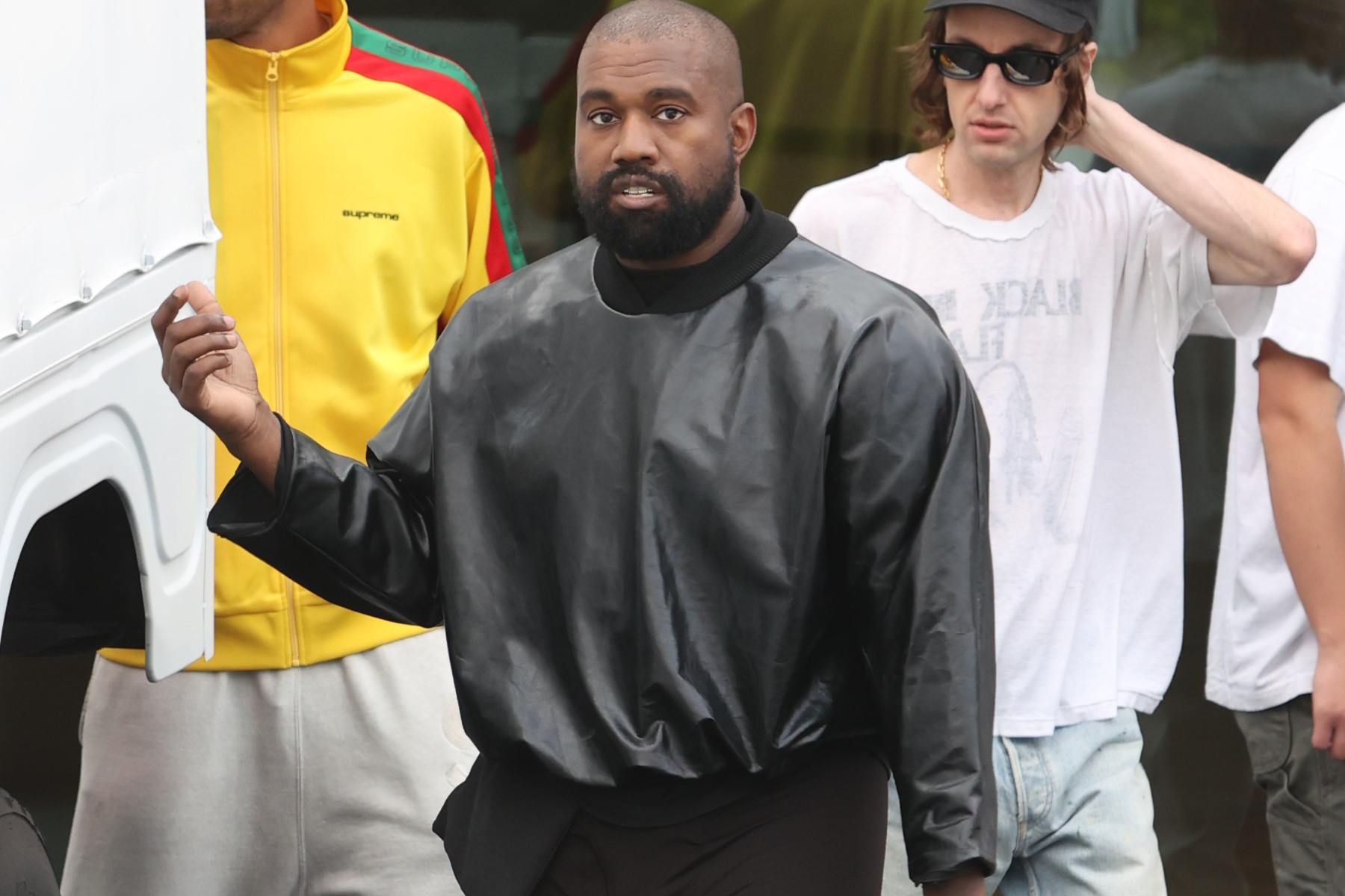 Kanye West was spotted wearing a mystery EPL football jersey on October 28.