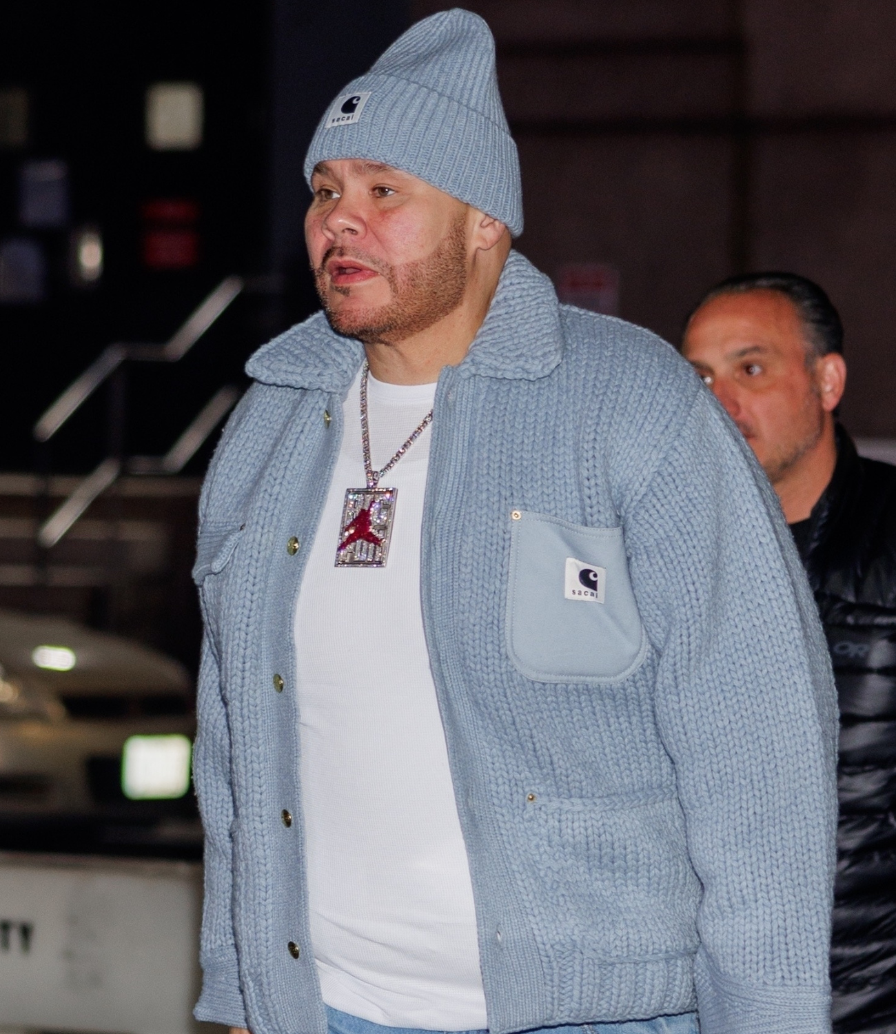 Fat Joe is seen arriving at the New York Knicks vs. Cleveland Cavaliers game at Madison Square Garden in New York City.