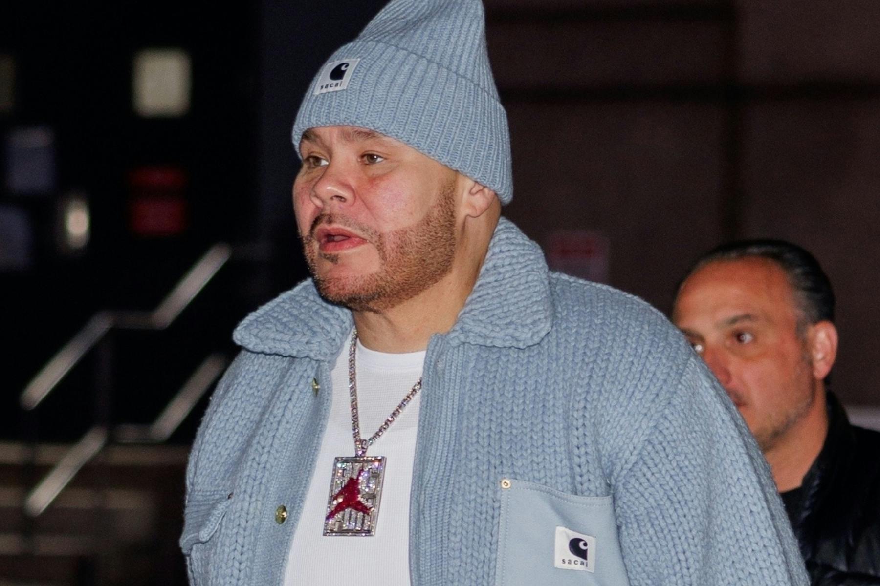 Fat Joe is seen arriving at the New York Knicks vs. Cleveland Cavaliers game at Madison Square Garden in New York City.