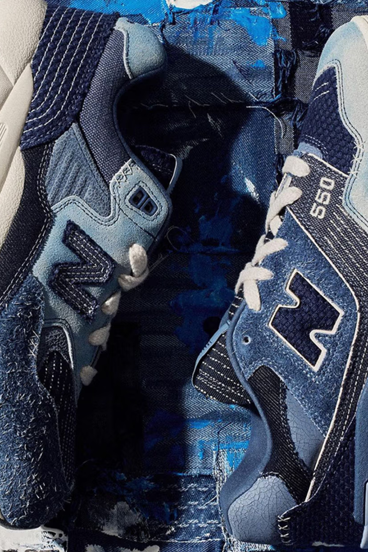 New Balance's denim 550 & 580 sneakers for Fall/Winter 2023.
