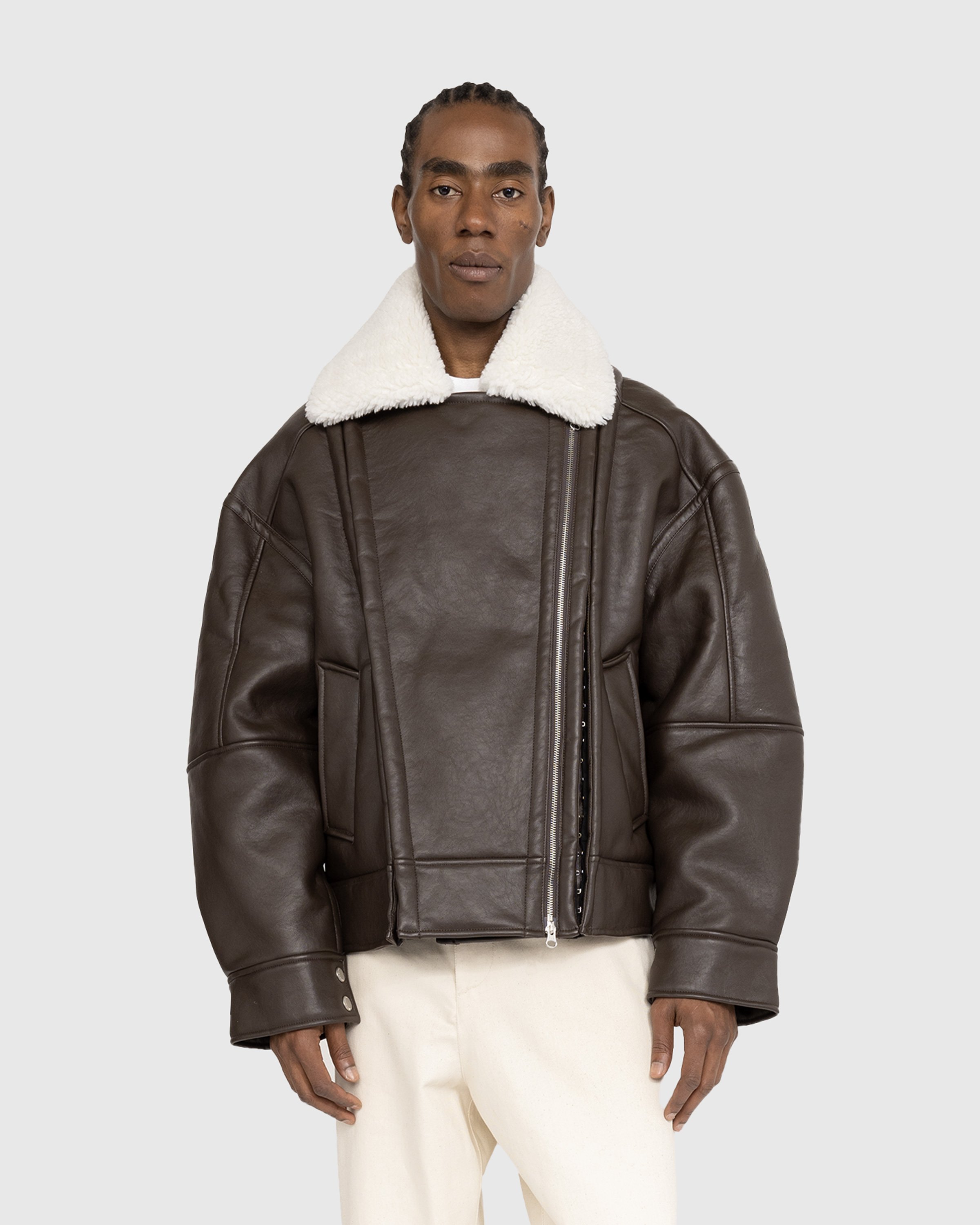 Y/Project - HOOK AND EYE SHEARLING JACKET - Clothing - Brown - Image 2