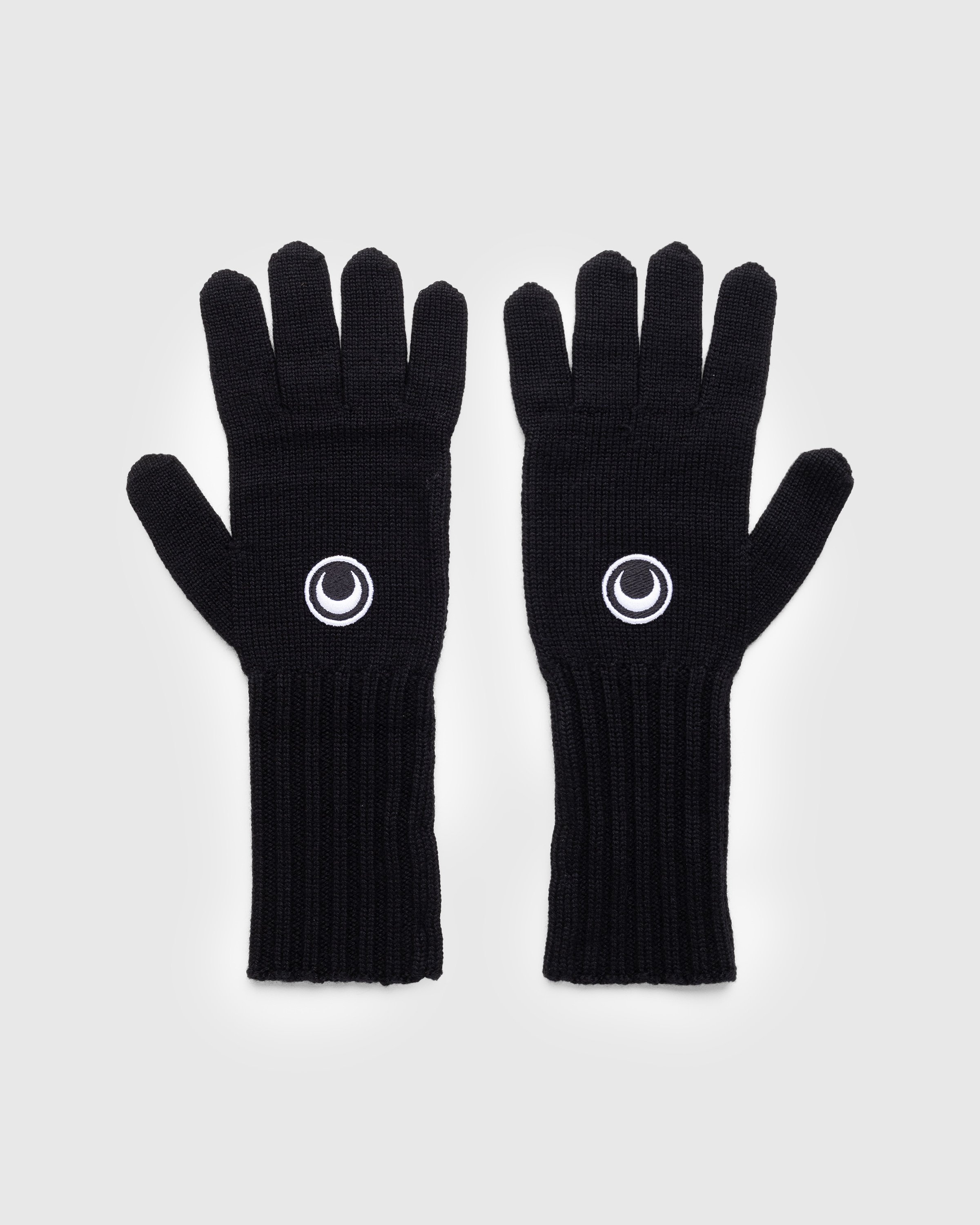 Marine Serre - Mulesing Free Wool Rib Wrist Length Gloves Black - Accessories - undefined - Image 1