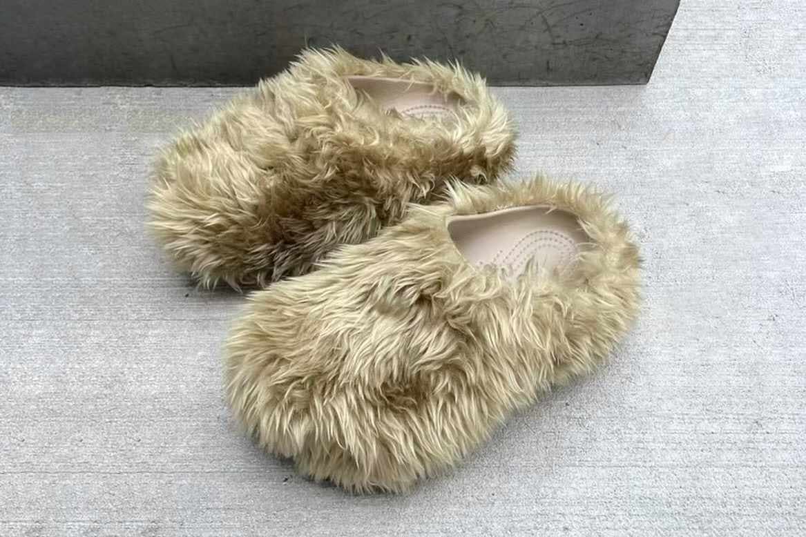 Balenciaga & Crocs' furry clog collaboration in brown hair