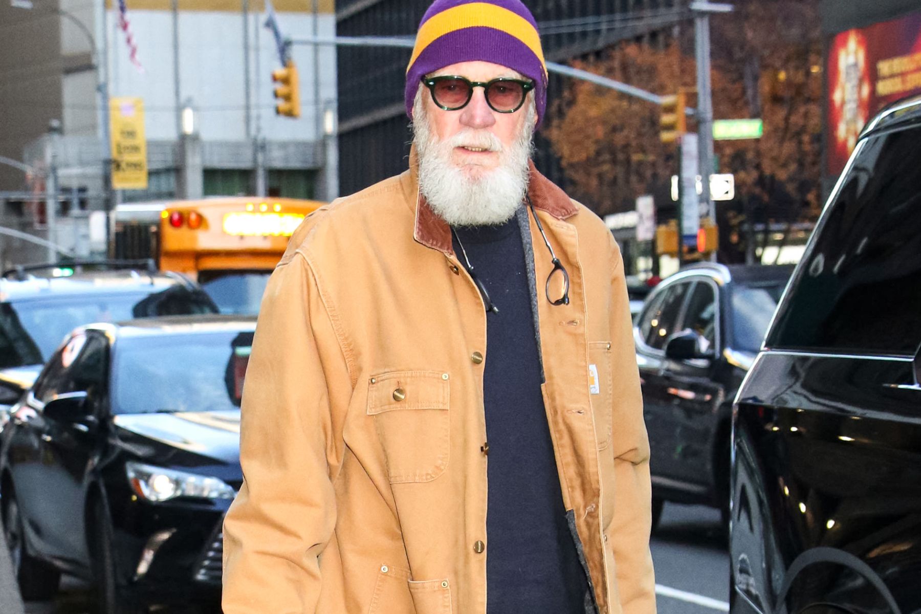 David Letterman is seen arriving at 'The Late Show with Stephen Colbert' on November 20, 2023 in New York City.
