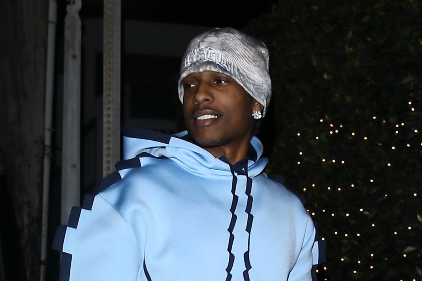 A$AP Rocky wears Loewe's pixelized hoodie jacket