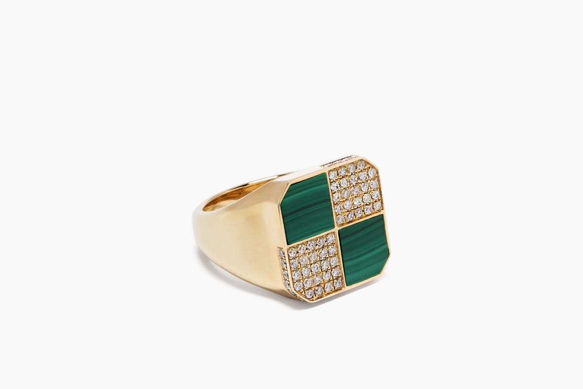 Diamond and Malachite Ring