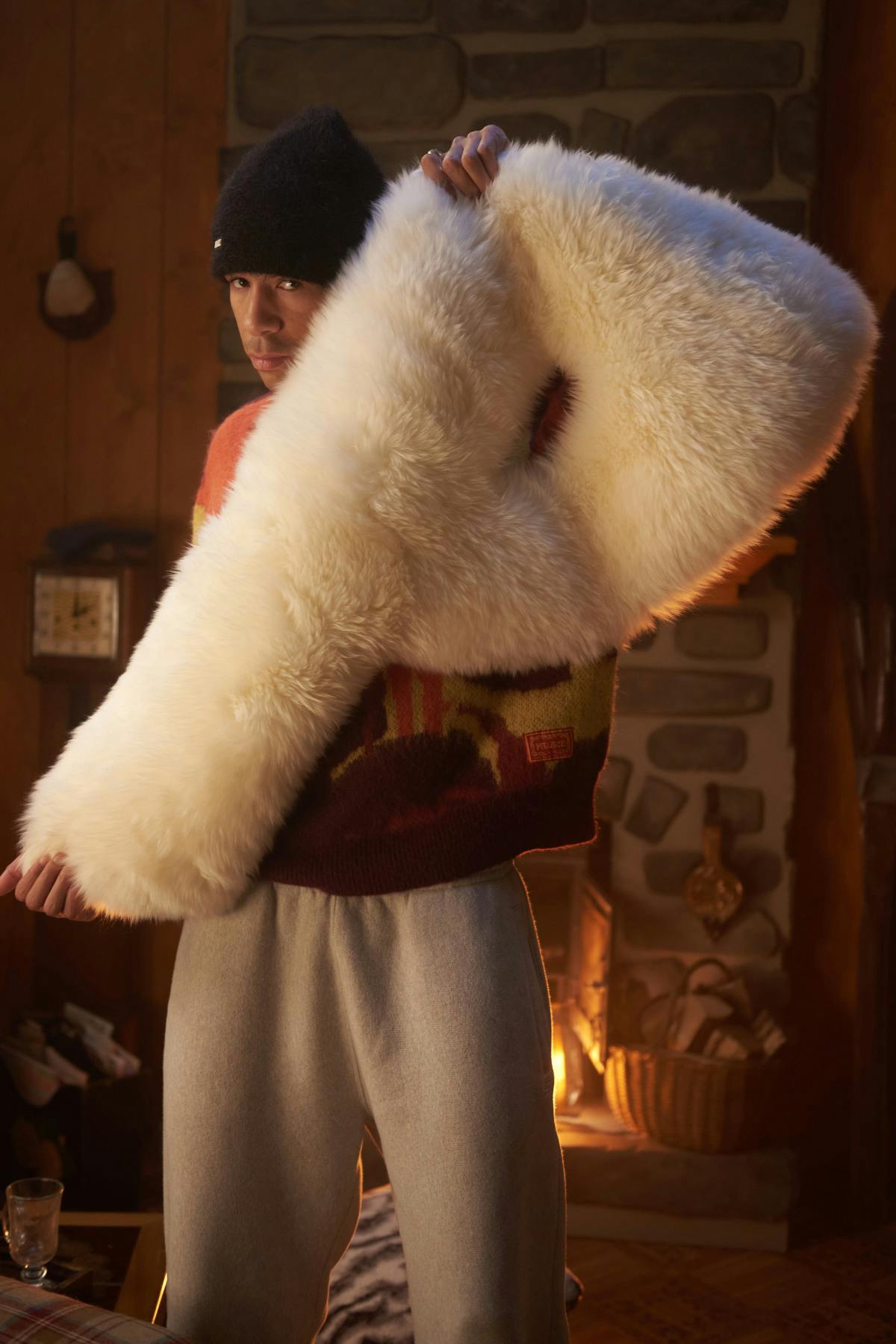 Palace & UGG are collaborating for Fall/Winter 2023 for a take on the latter's Tasman slip-ons, mittens & a P-shaped sheepskin rug, of course.