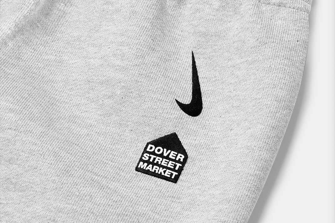 Nike & Dover Street Market's fleece sweats collab in grey, black, and navy